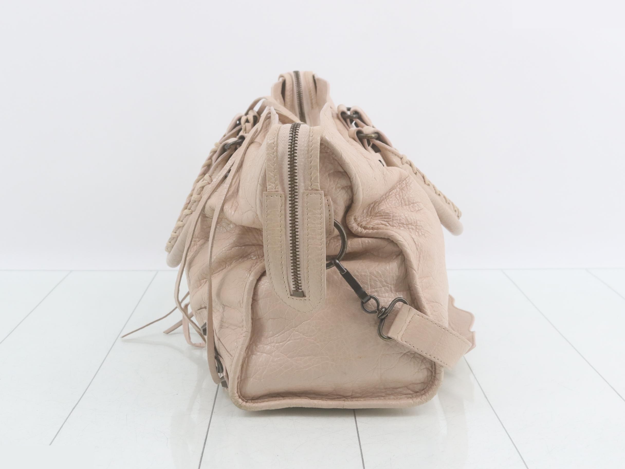 The City 2-Way Handbag with Shoulder Strap, Leather, Pink Beige — view 3