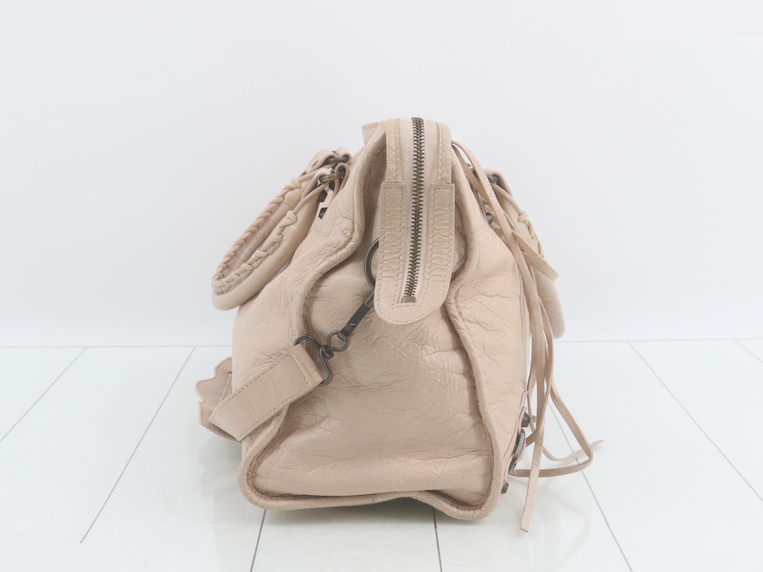 The City 2-Way Handbag with Shoulder Strap, Leather, Pink Beige — view 4