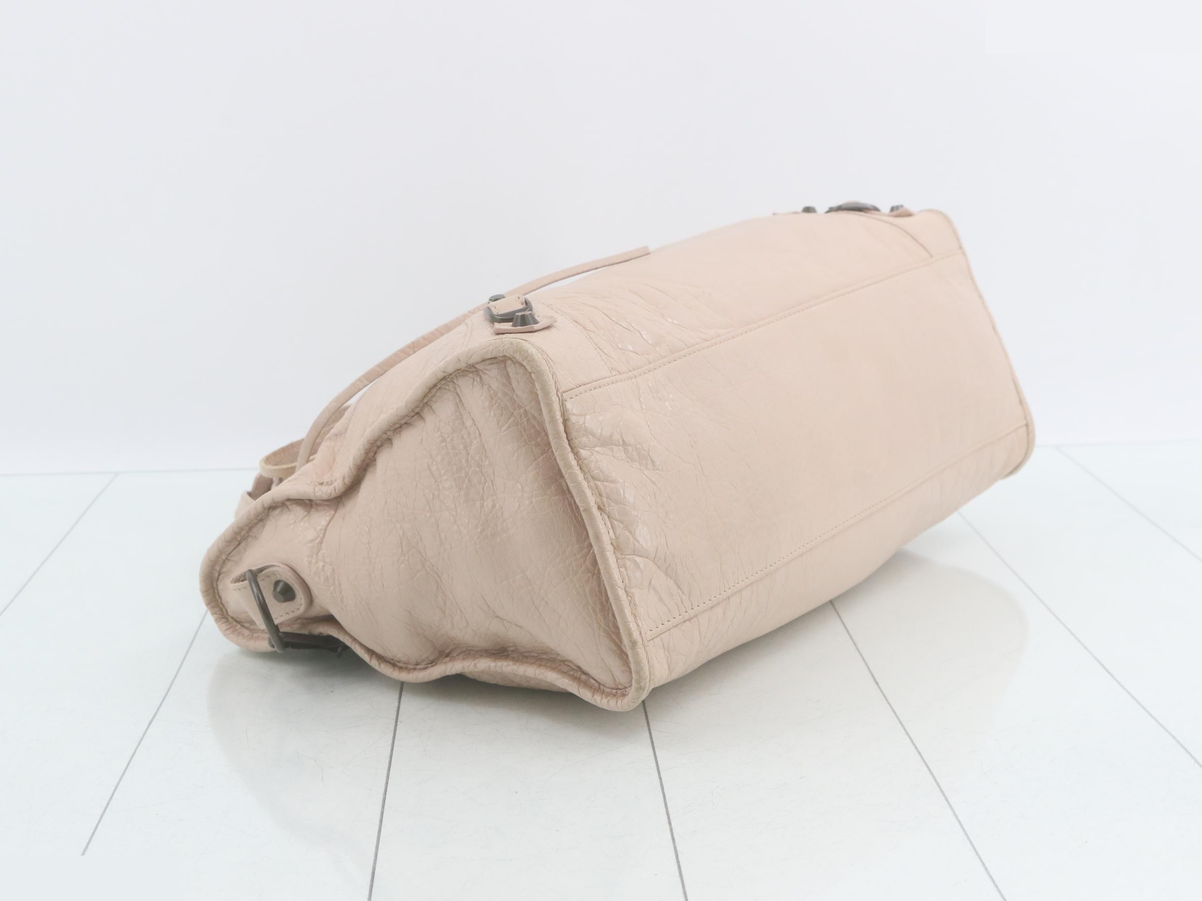 The City 2-Way Handbag with Shoulder Strap, Leather, Pink Beige — view 5
