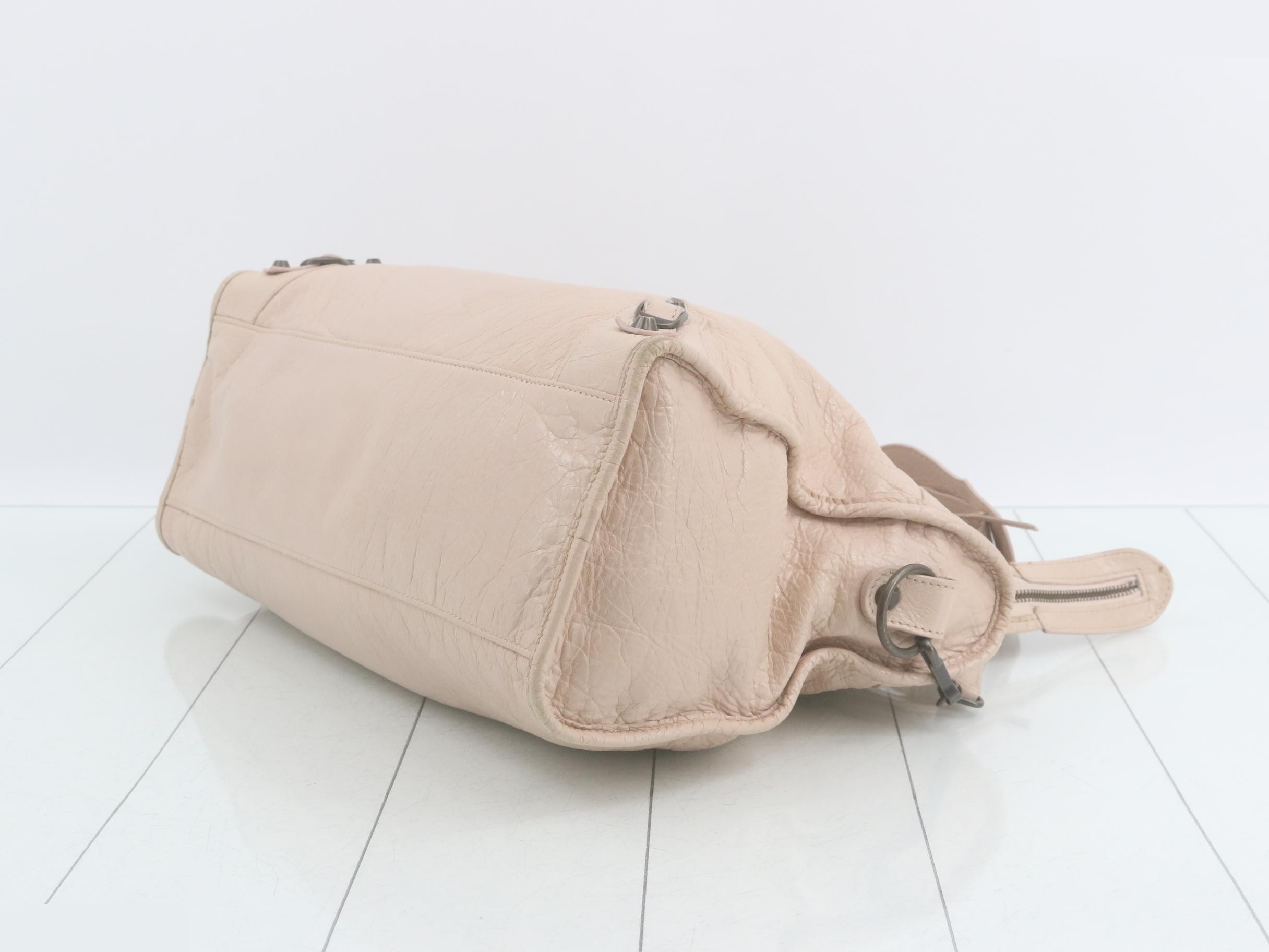 The City 2-Way Handbag with Shoulder Strap, Leather, Pink Beige — view 6