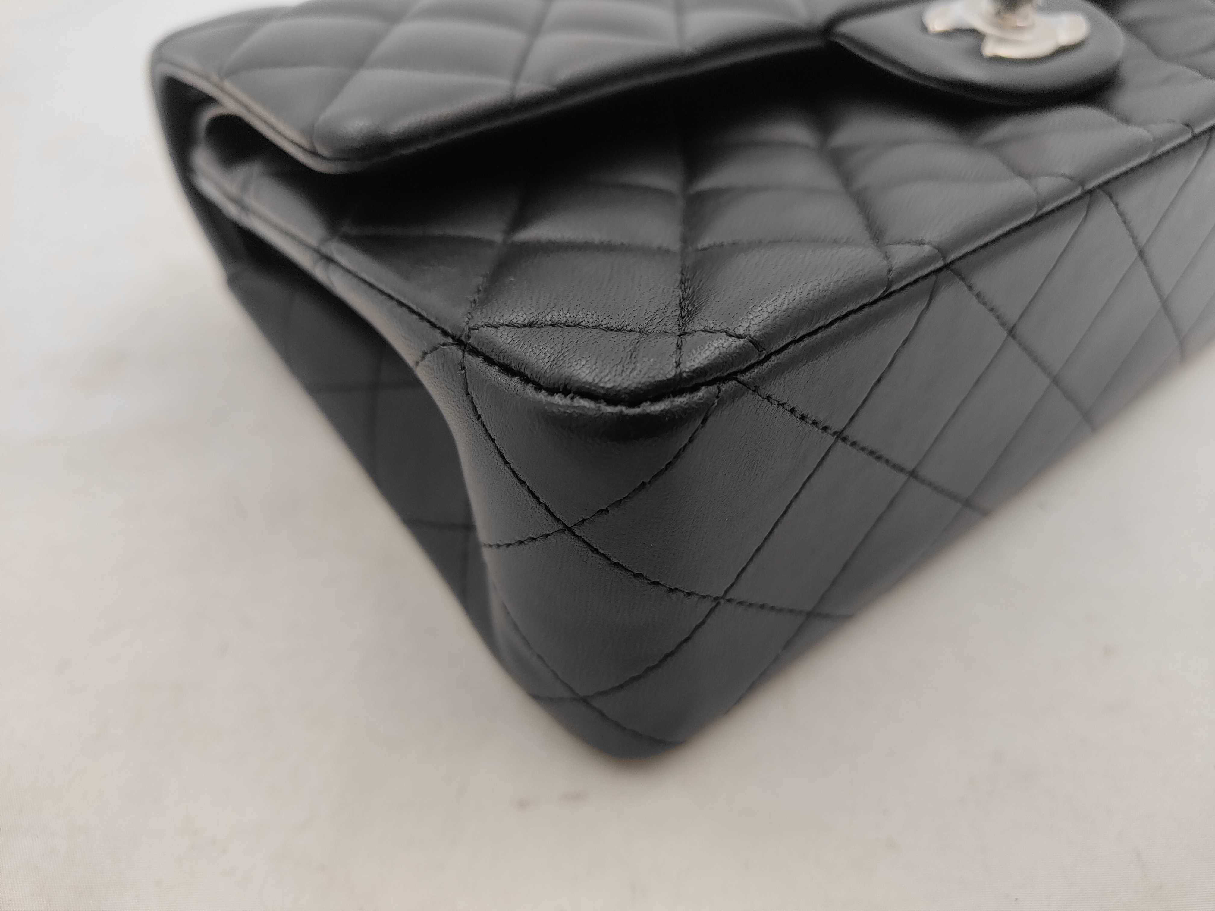 Matelassé 25 Double Flap Chain Shoulder Bag, Lambskin, Black — view 6