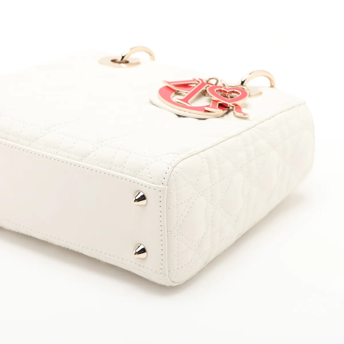 My Lady Dior Heart Cannage Lambskin 2-Way Handbag White — view 3