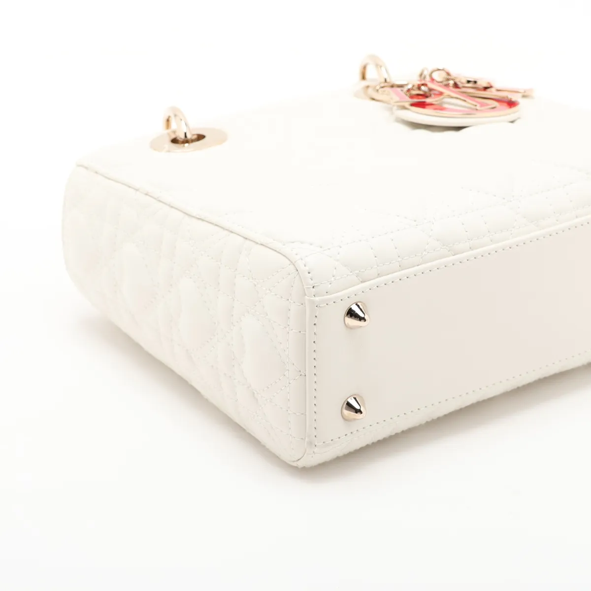 My Lady Dior Heart Cannage Lambskin 2-Way Handbag White — view 4