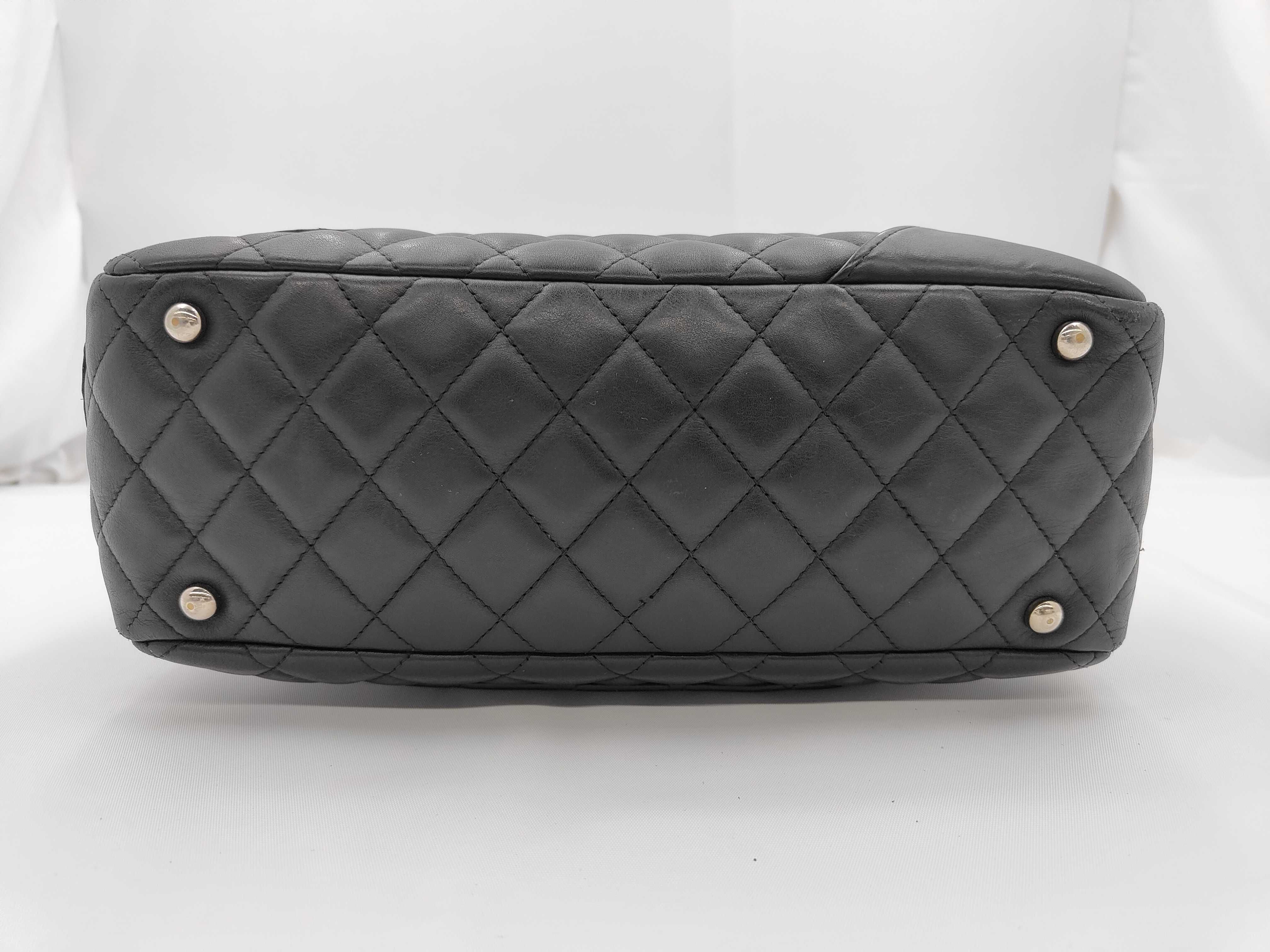 Cambon Line Bowling Bag, Lambskin x Patent Leather, Black, Silver Hardware, Shoulder Bag — view 5