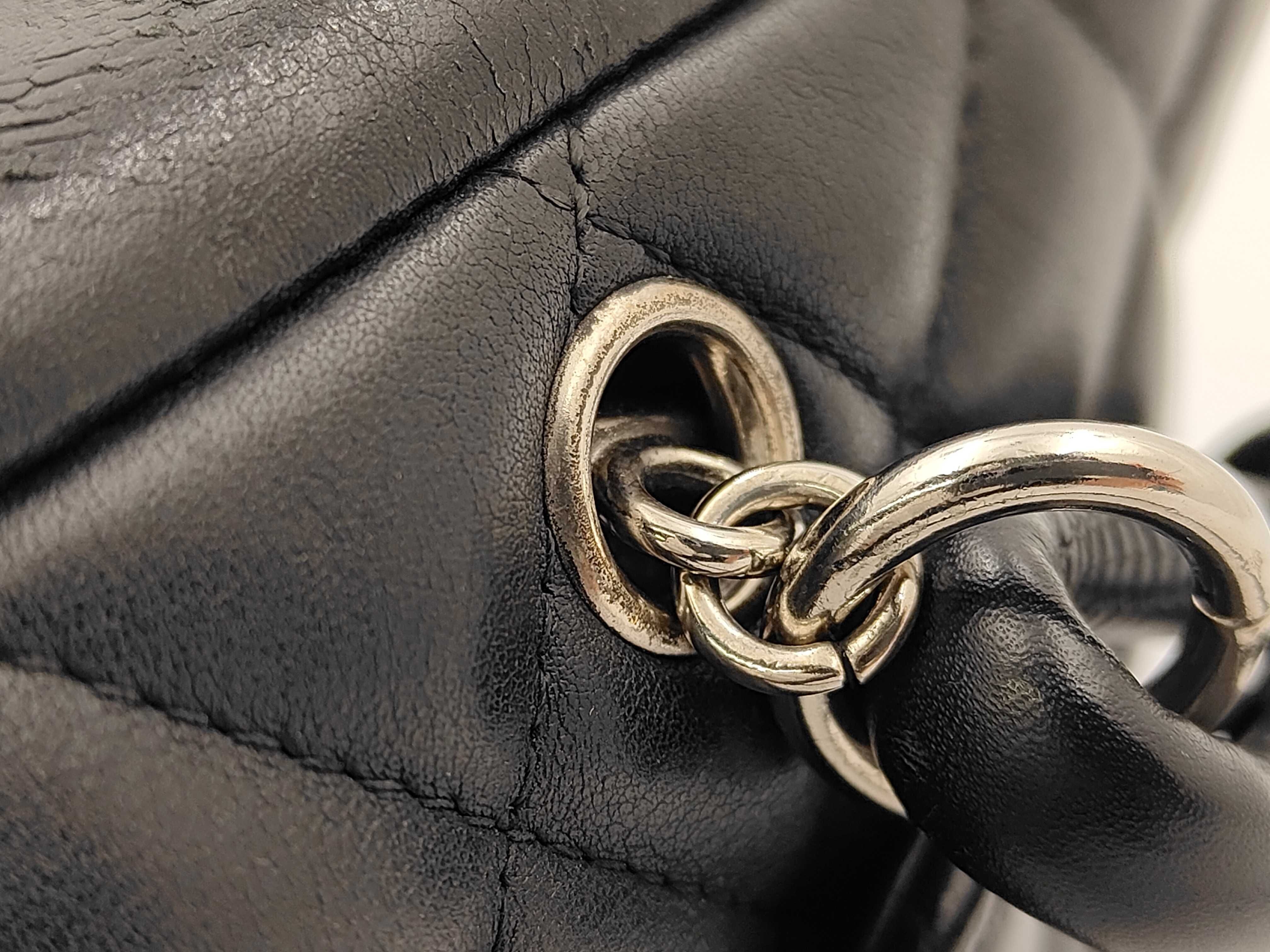 Cambon Line Bowling Bag, Lambskin x Patent Leather, Black, Silver Hardware, Shoulder Bag — view 7