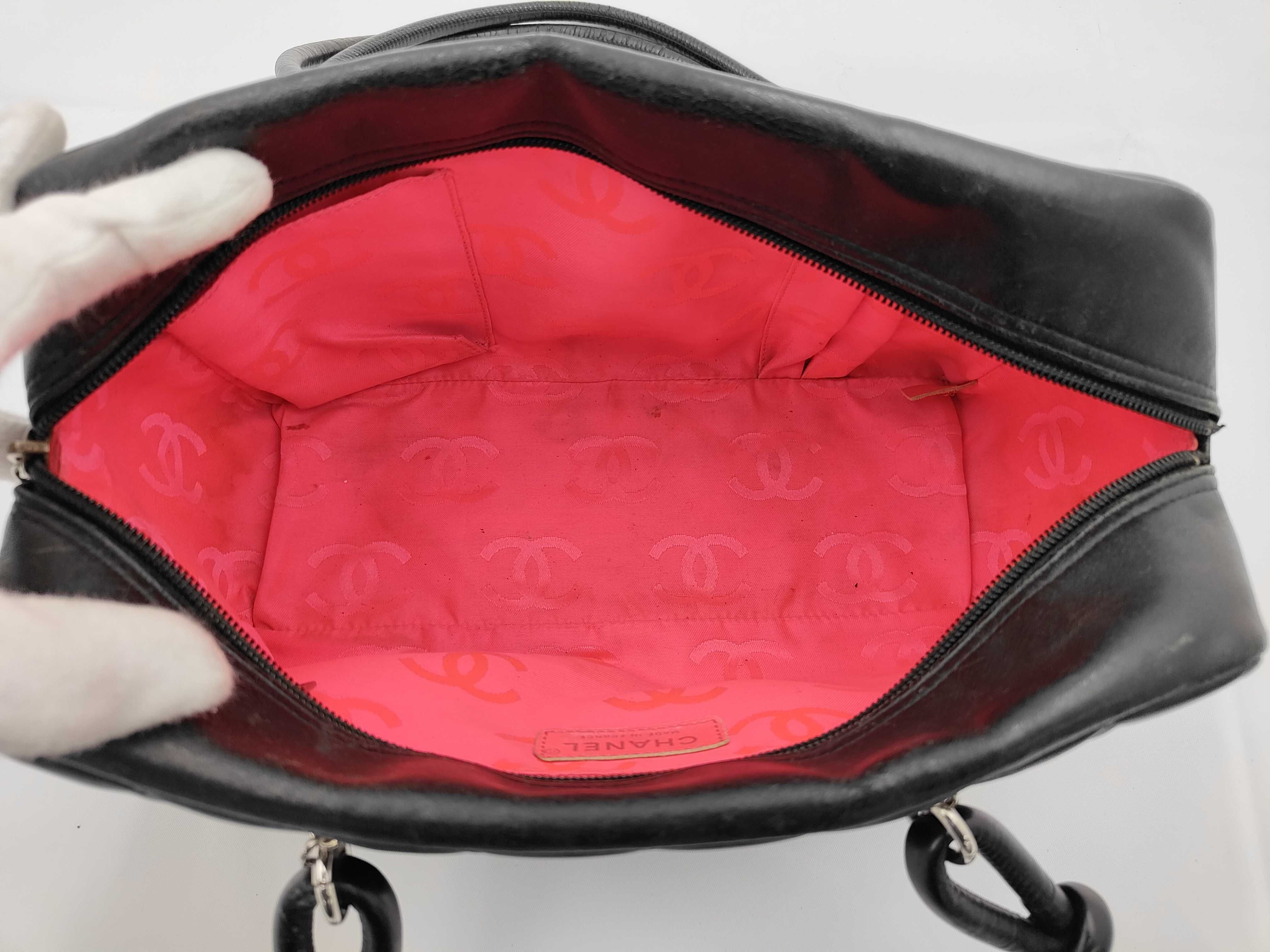 Cambon Line Bowling Bag, Lambskin x Patent Leather, Black, Silver Hardware, Shoulder Bag — view 9