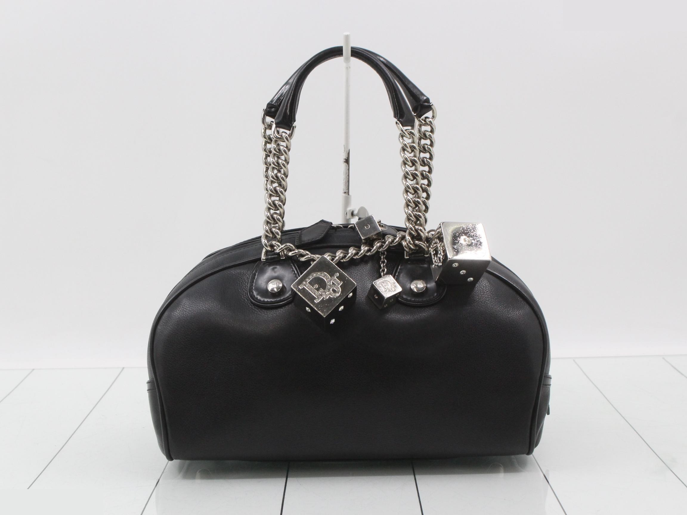 Gambler handbag, black leather