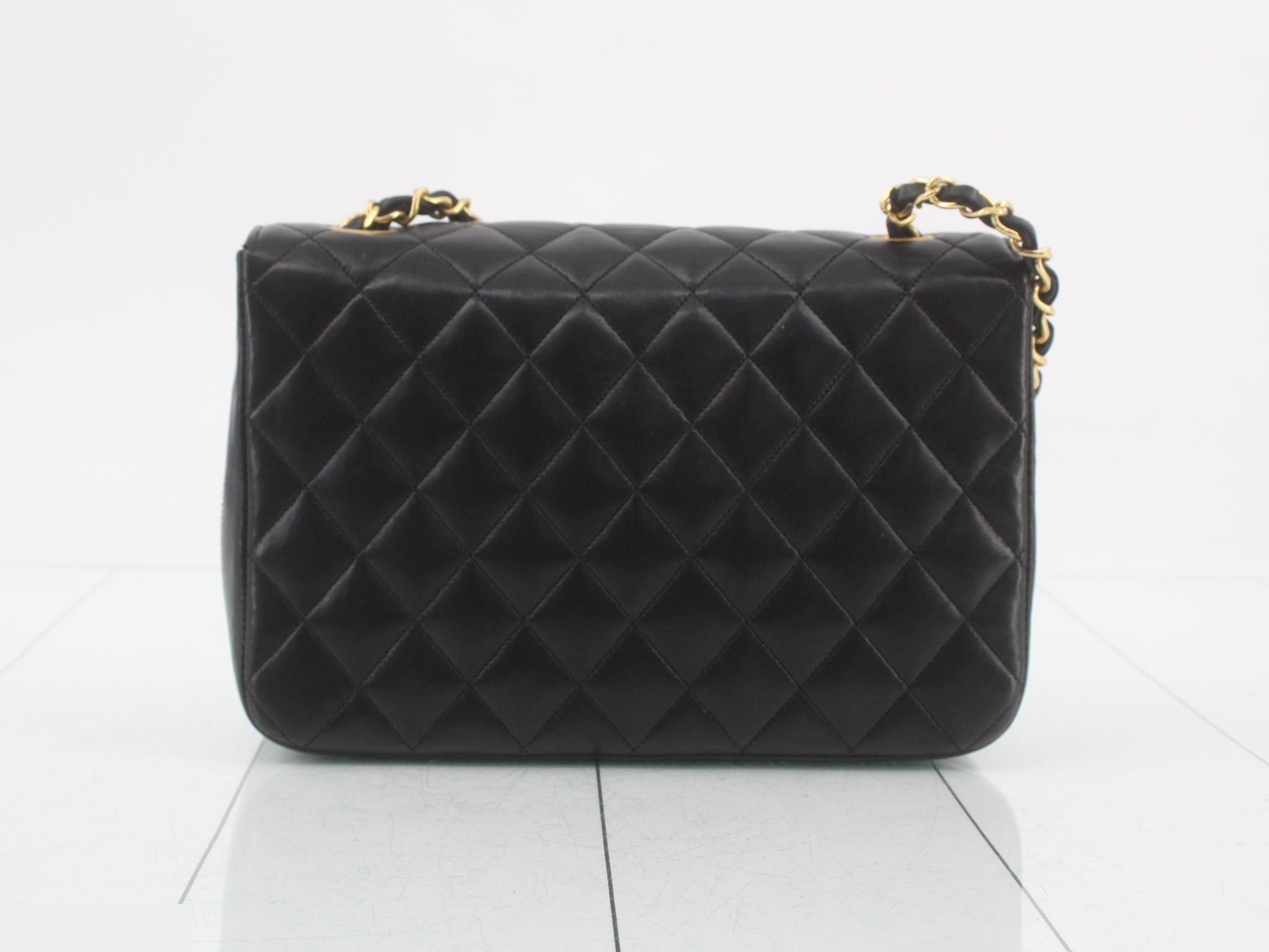 Half Moon Chain Shoulder Bag, Series 0, Lambskin, Black — view 2
