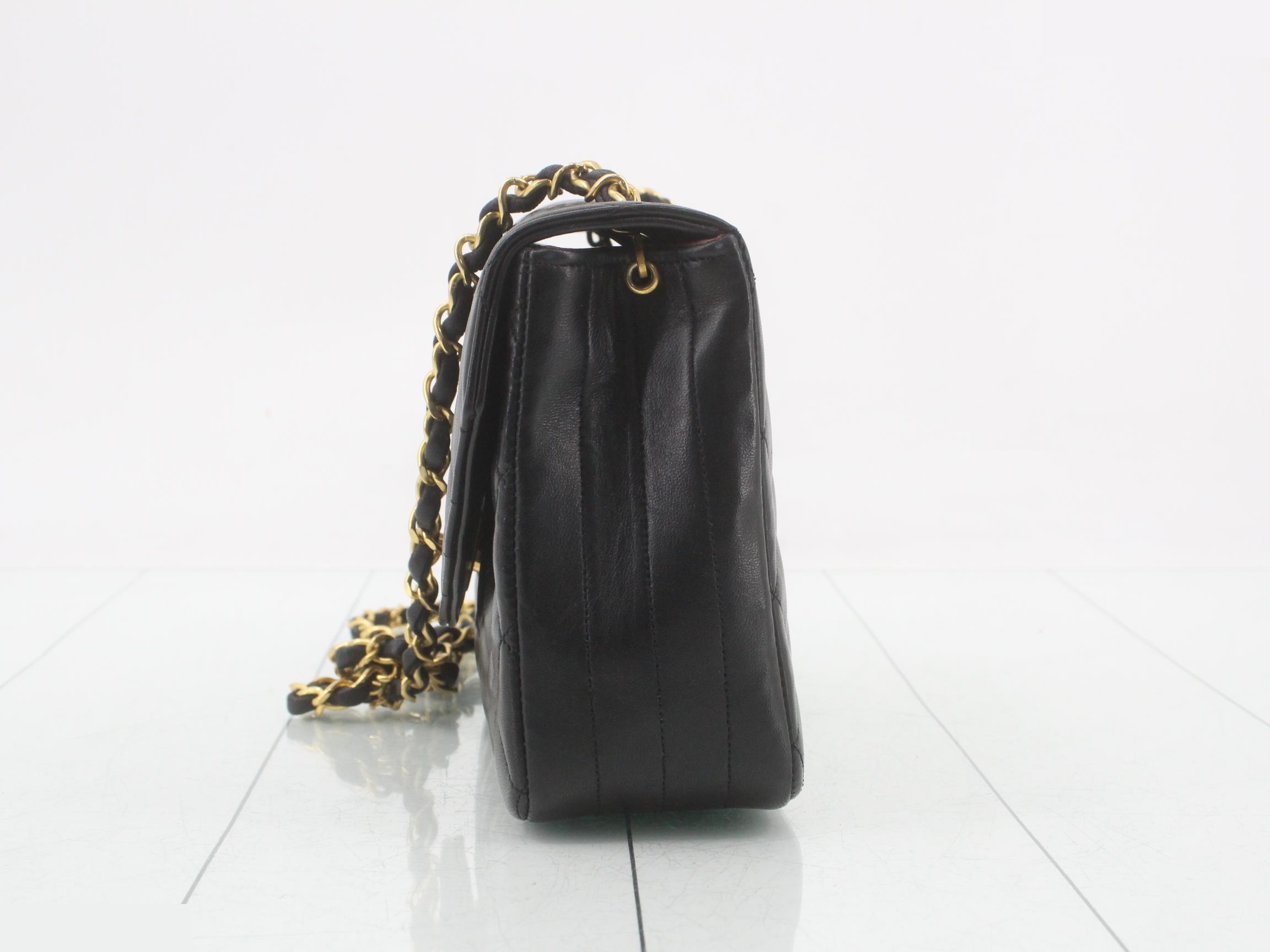 Half Moon Chain Shoulder Bag, Series 0, Lambskin, Black — view 3