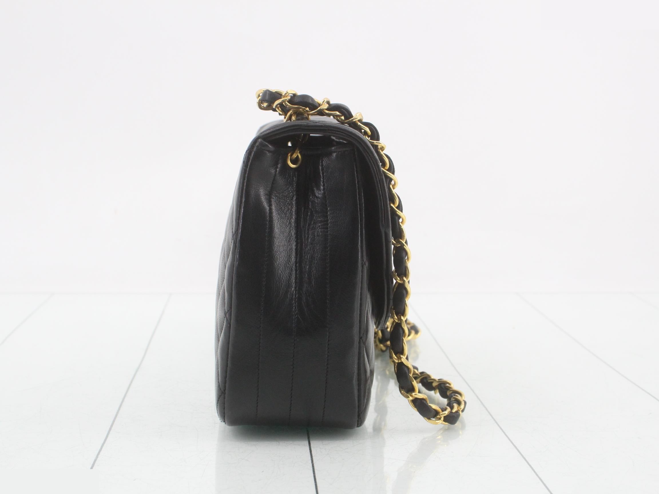 Half Moon Chain Shoulder Bag, Series 0, Lambskin, Black — view 4