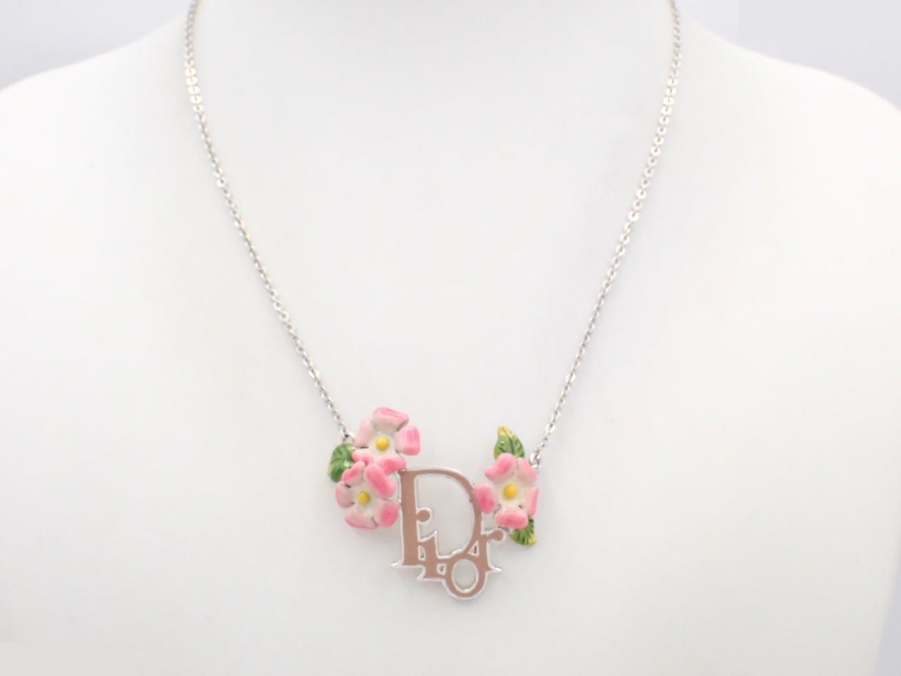 Logo x Flower Silver Necklace, Chain approx. 40cm — view 3