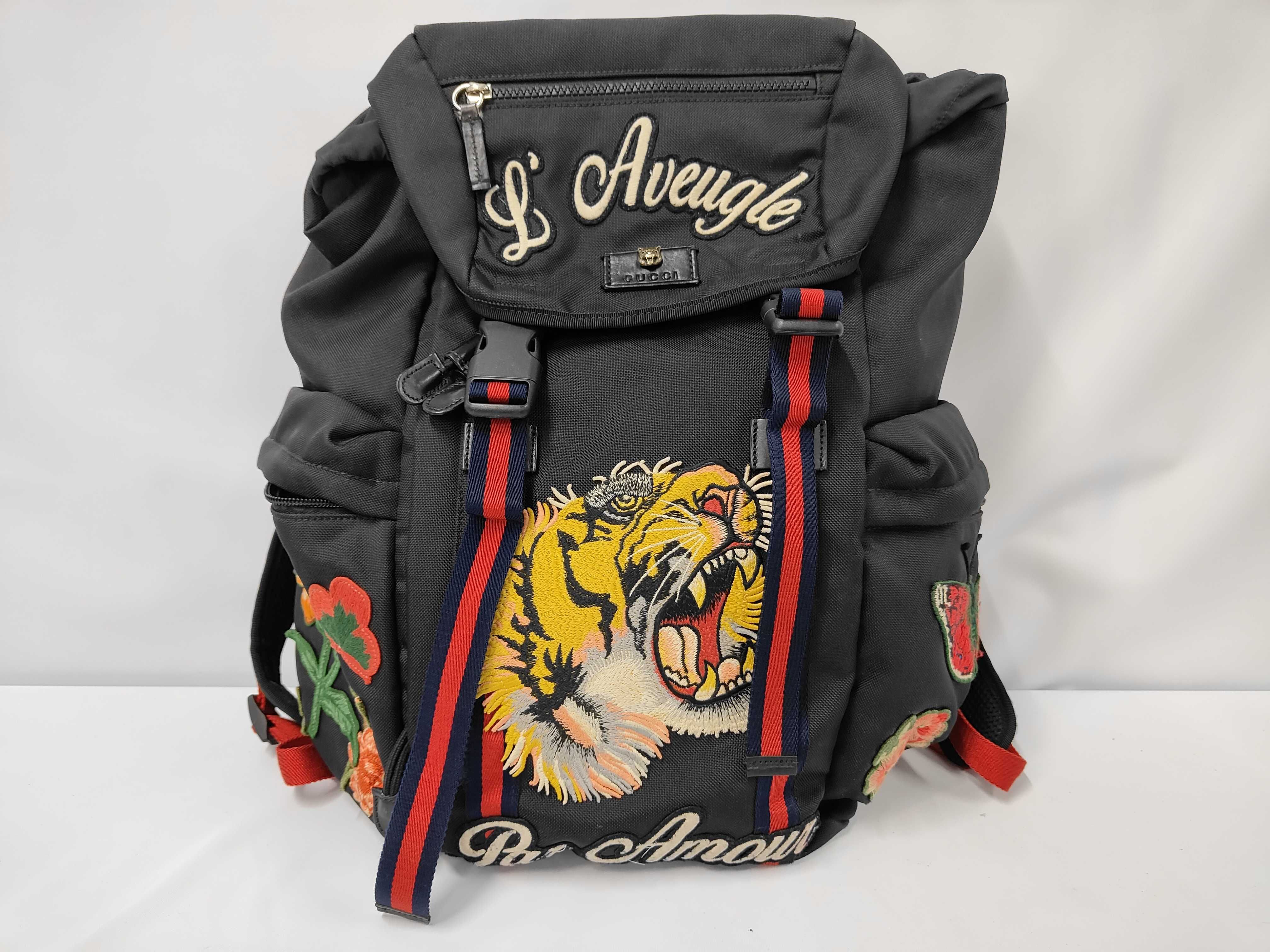 Sherry Line Backpack, Nylon, Tiger Embroidery Backpack