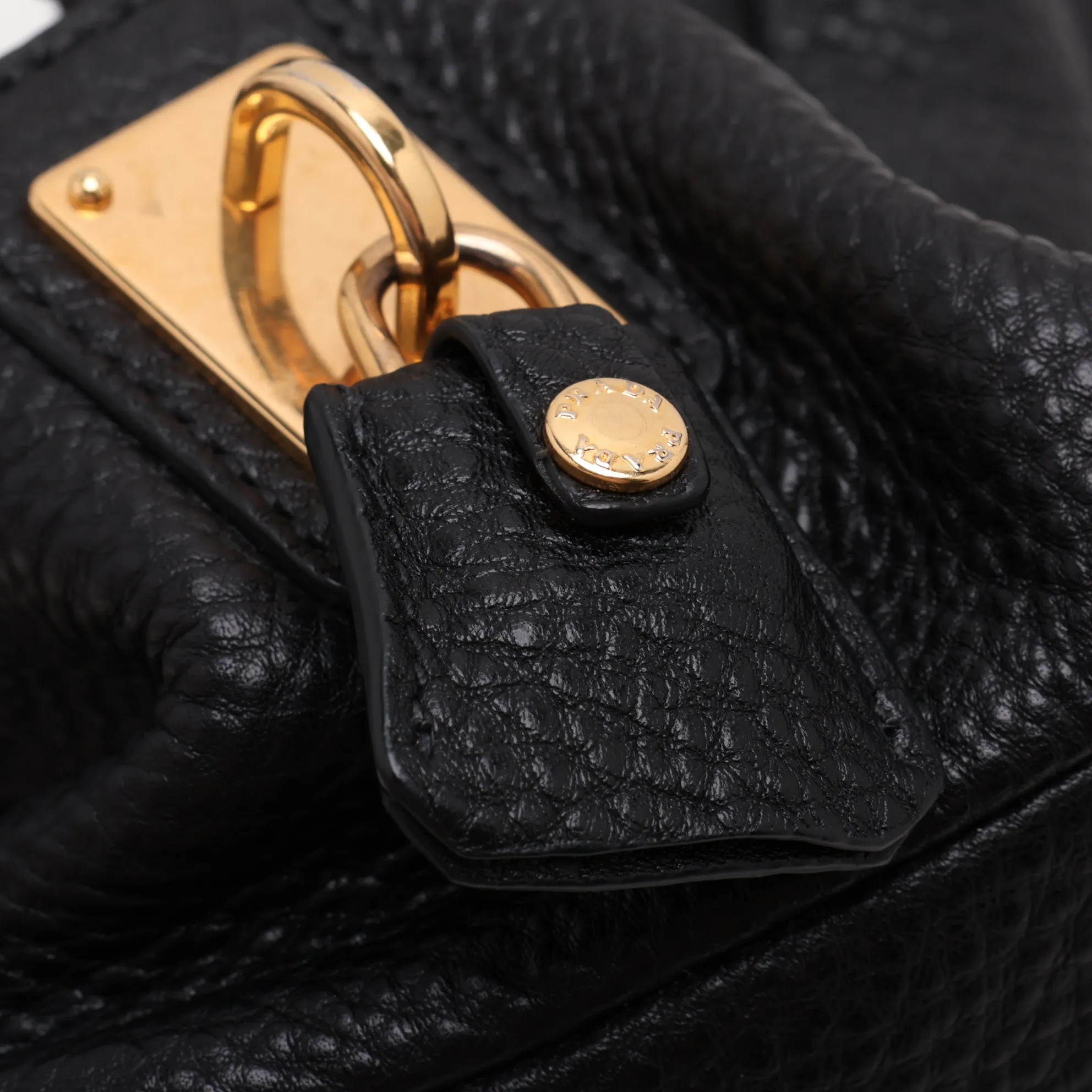 Vitello Leather Handbag, Black — view 11