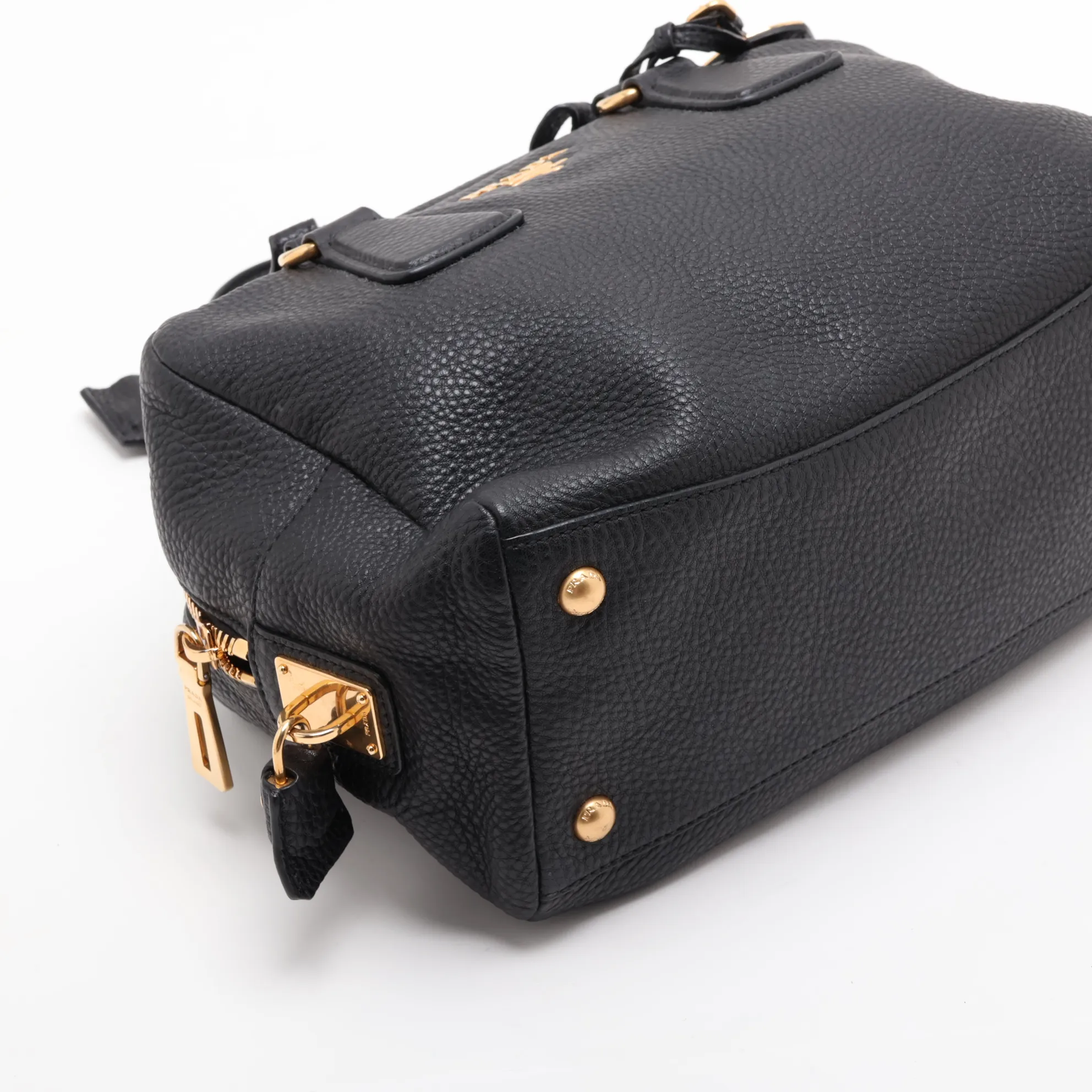Vitello Leather Handbag, Black — view 4