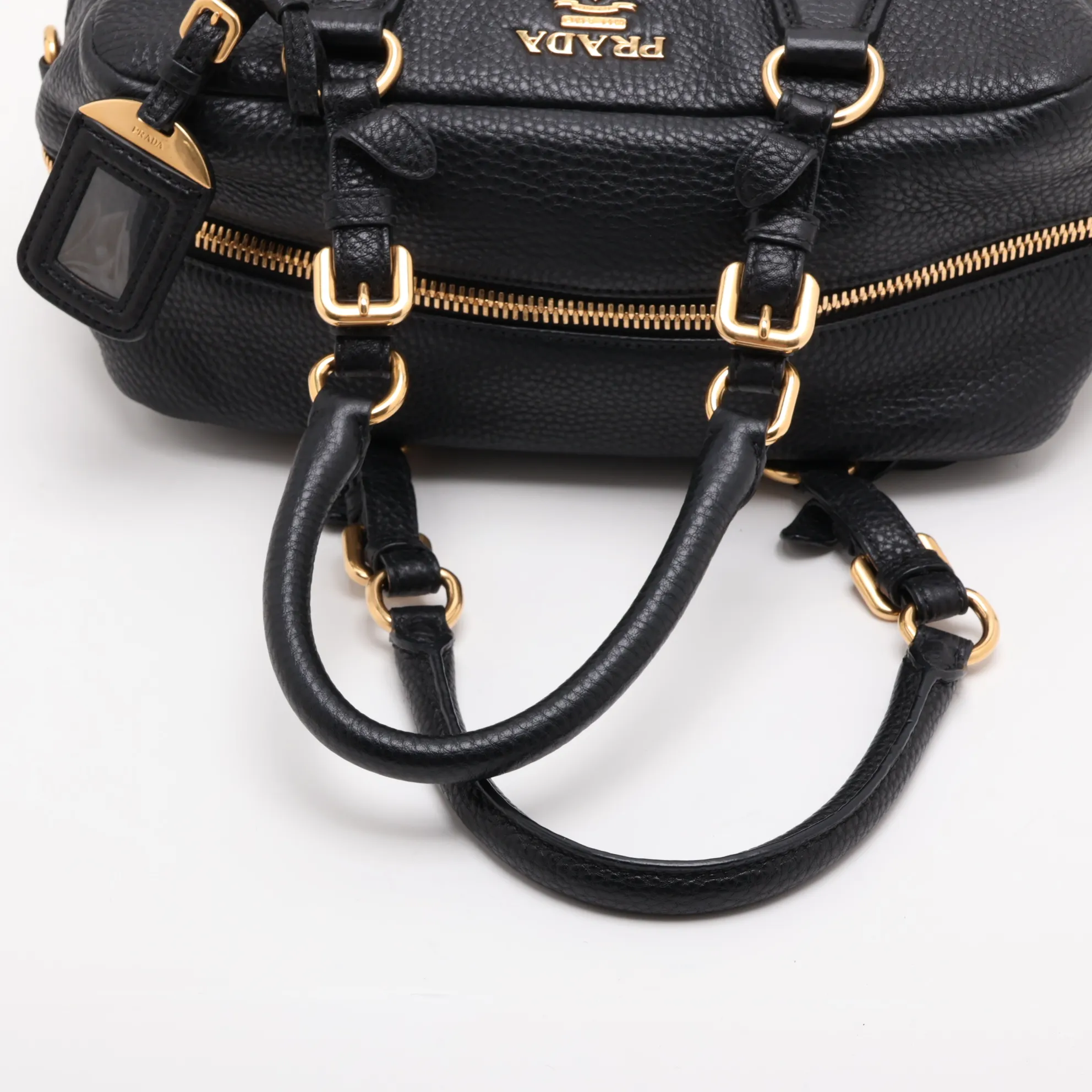 Vitello Leather Handbag, Black — view 5