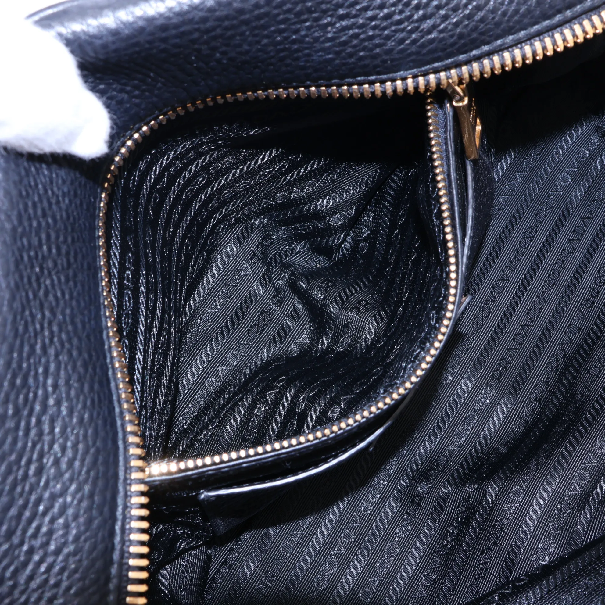Vitello Leather Handbag, Black — view 8