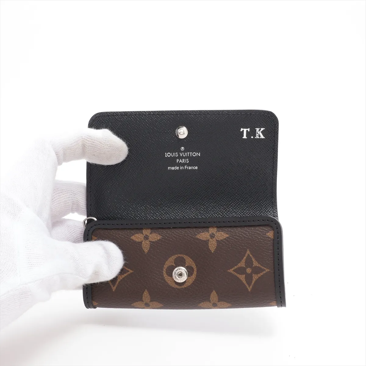 Monogram Macassar Multicles 6 M60165 CT4132 Brown x Black Key Case with Initials — view 3