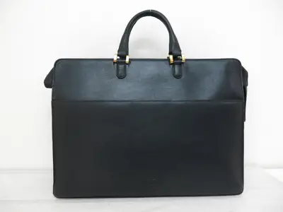 Anagram Leather Business Briefcase Handbag, Black Business Bag