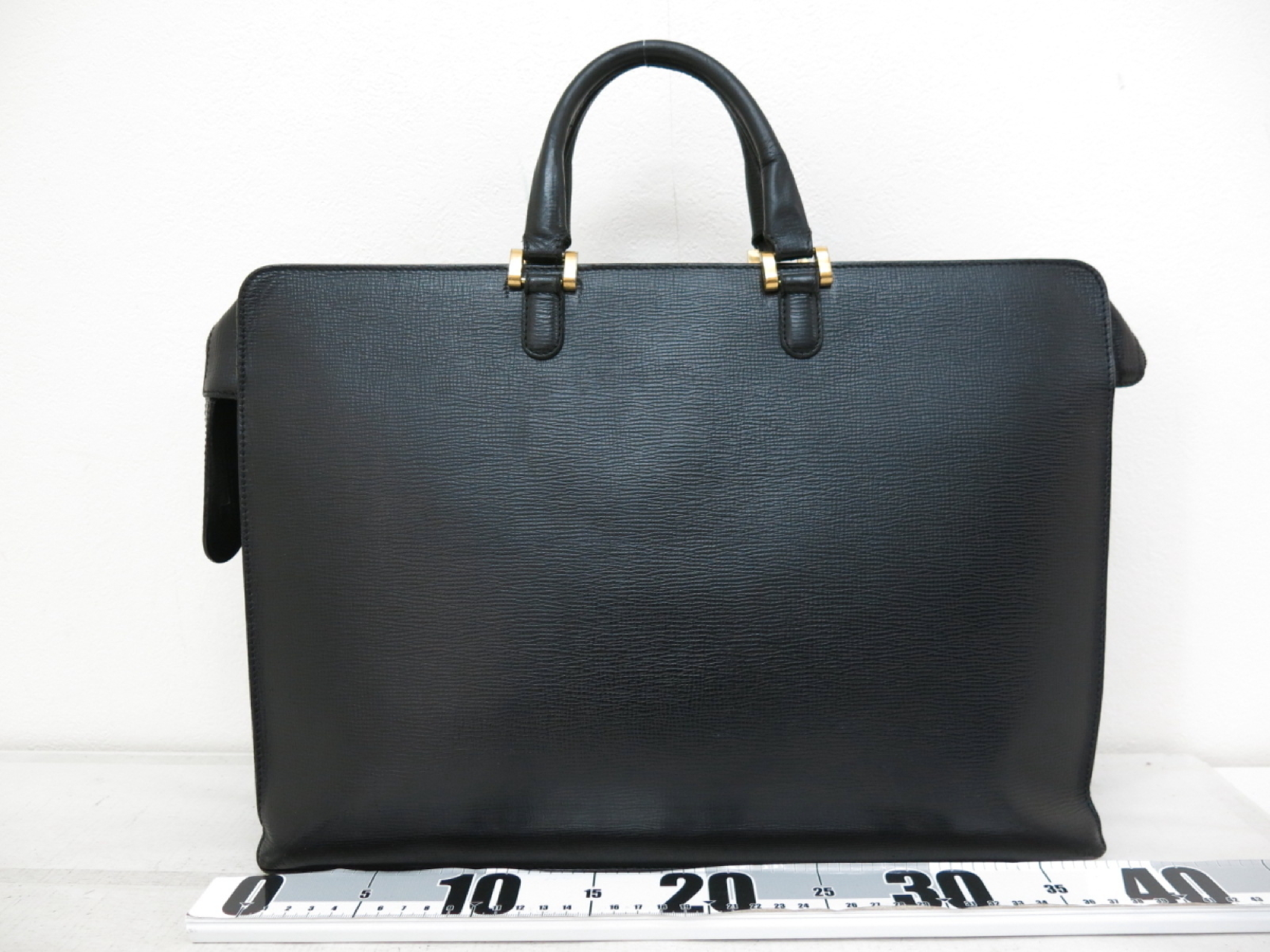 Anagram Leather Business Briefcase Handbag, Black Business Bag — view 2