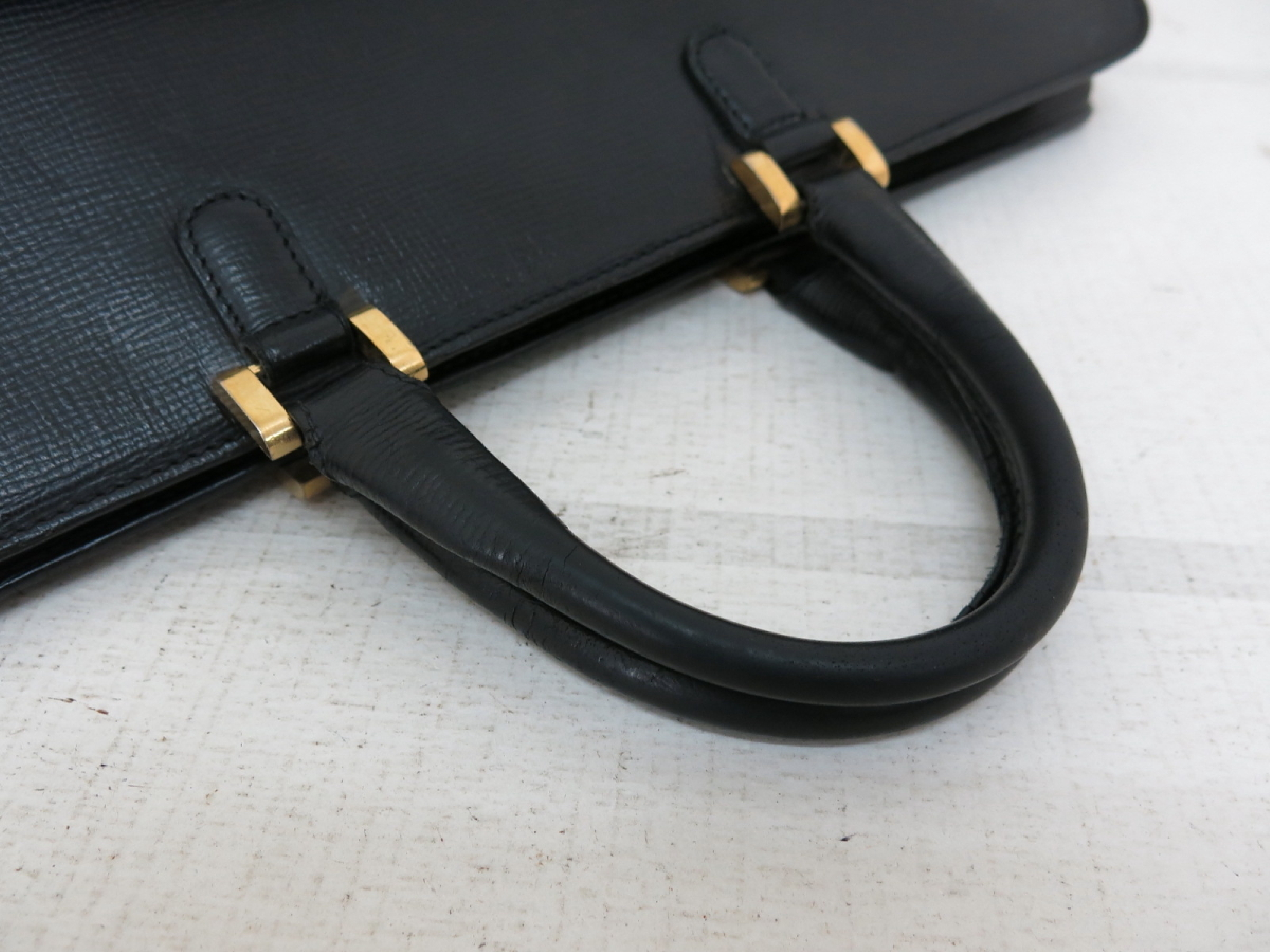 Anagram Leather Business Briefcase Handbag, Black Business Bag — view 3