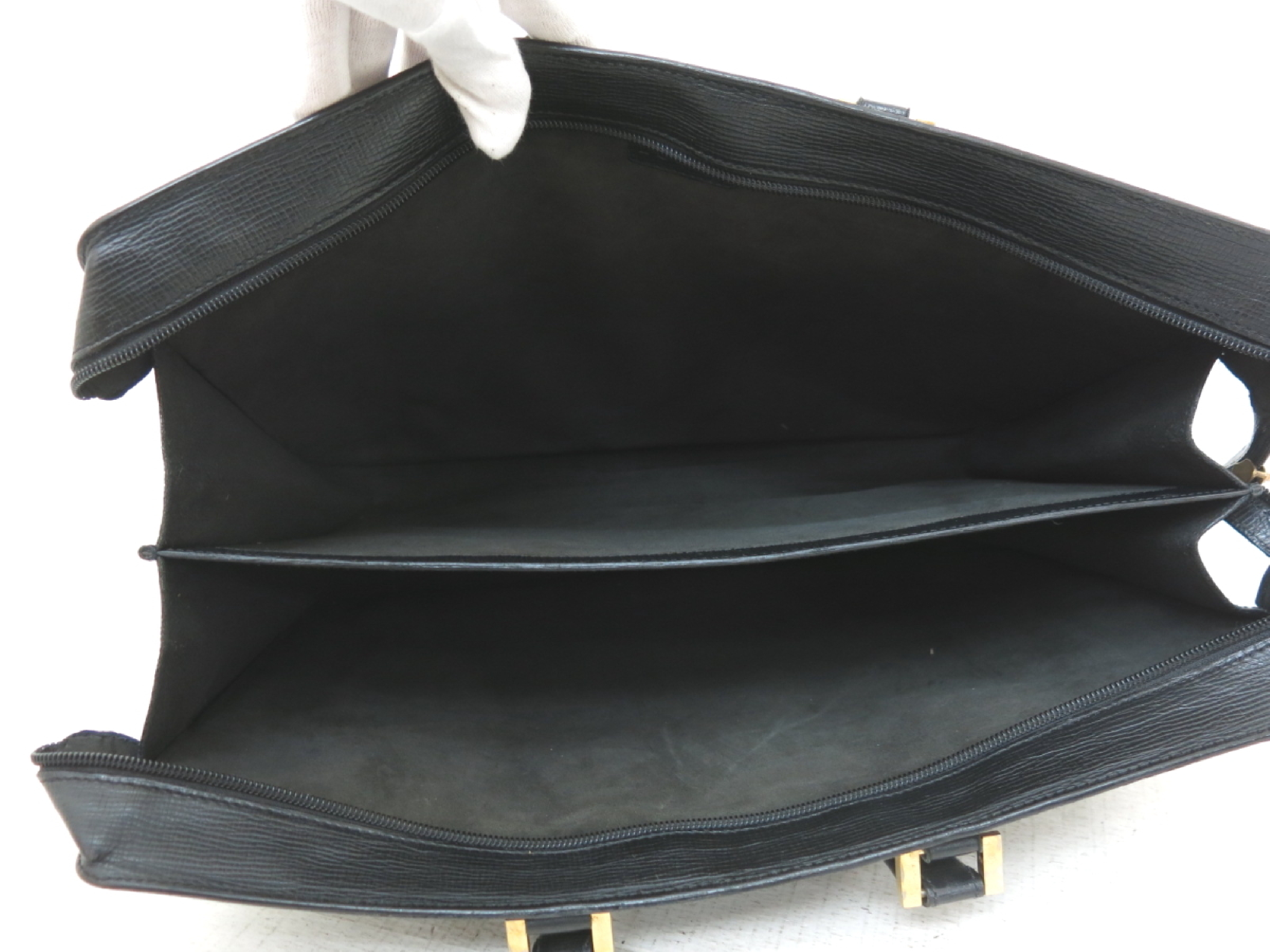 Anagram Leather Business Briefcase Handbag, Black Business Bag — view 7