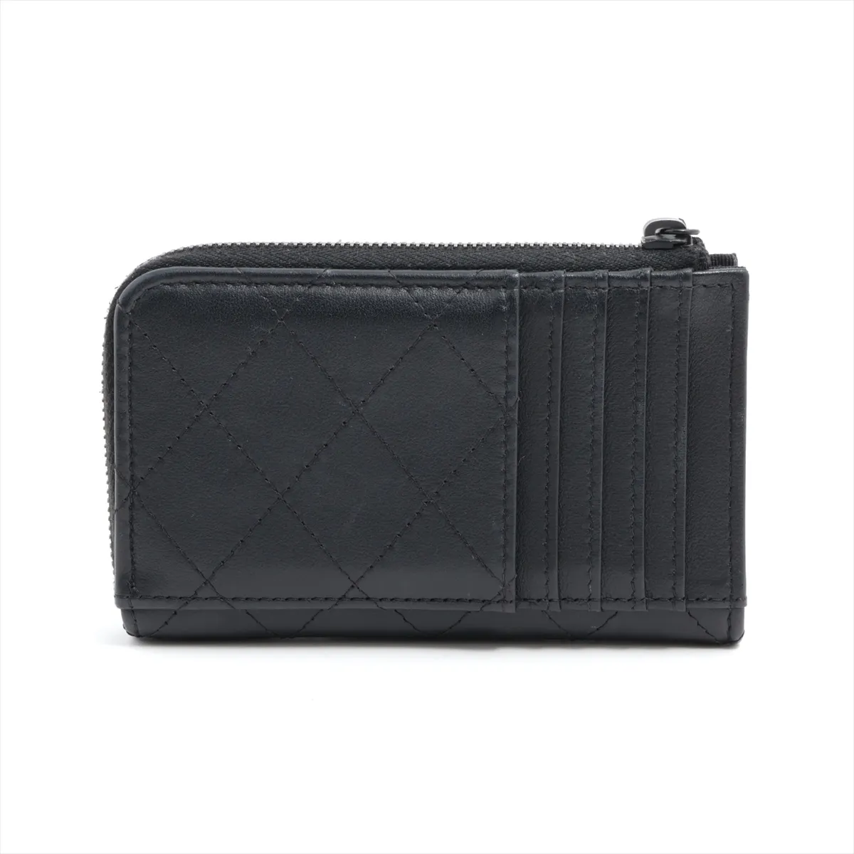 Matelasse Leather Fragment Case Black Hardware X6P8CT48 — view 2