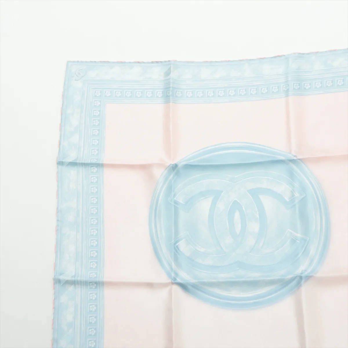 Coco Mark Scarf, Silk, Blue x Pink, Scratches — view 2