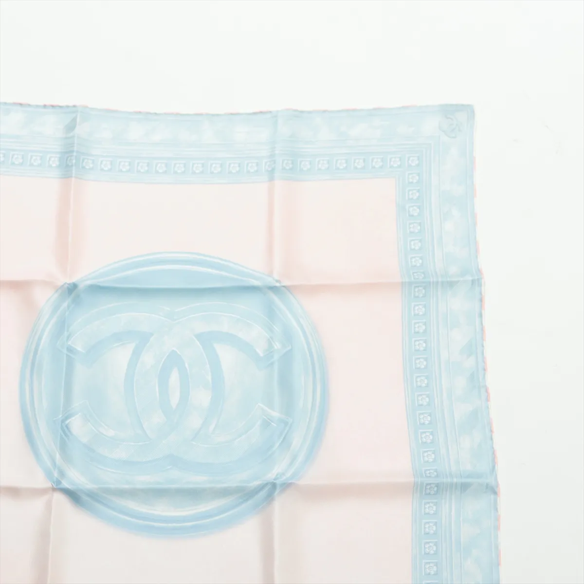 Coco Mark Scarf, Silk, Blue x Pink, Scratches — view 3