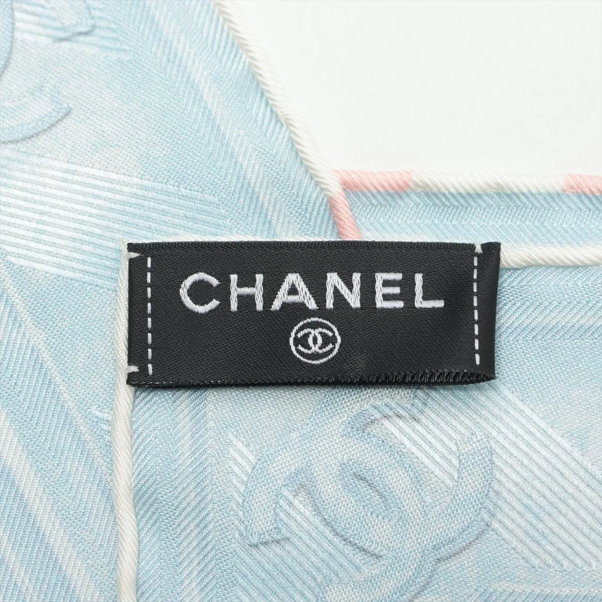 Coco Mark Scarf, Silk, Blue x Pink, Scratches — view 6