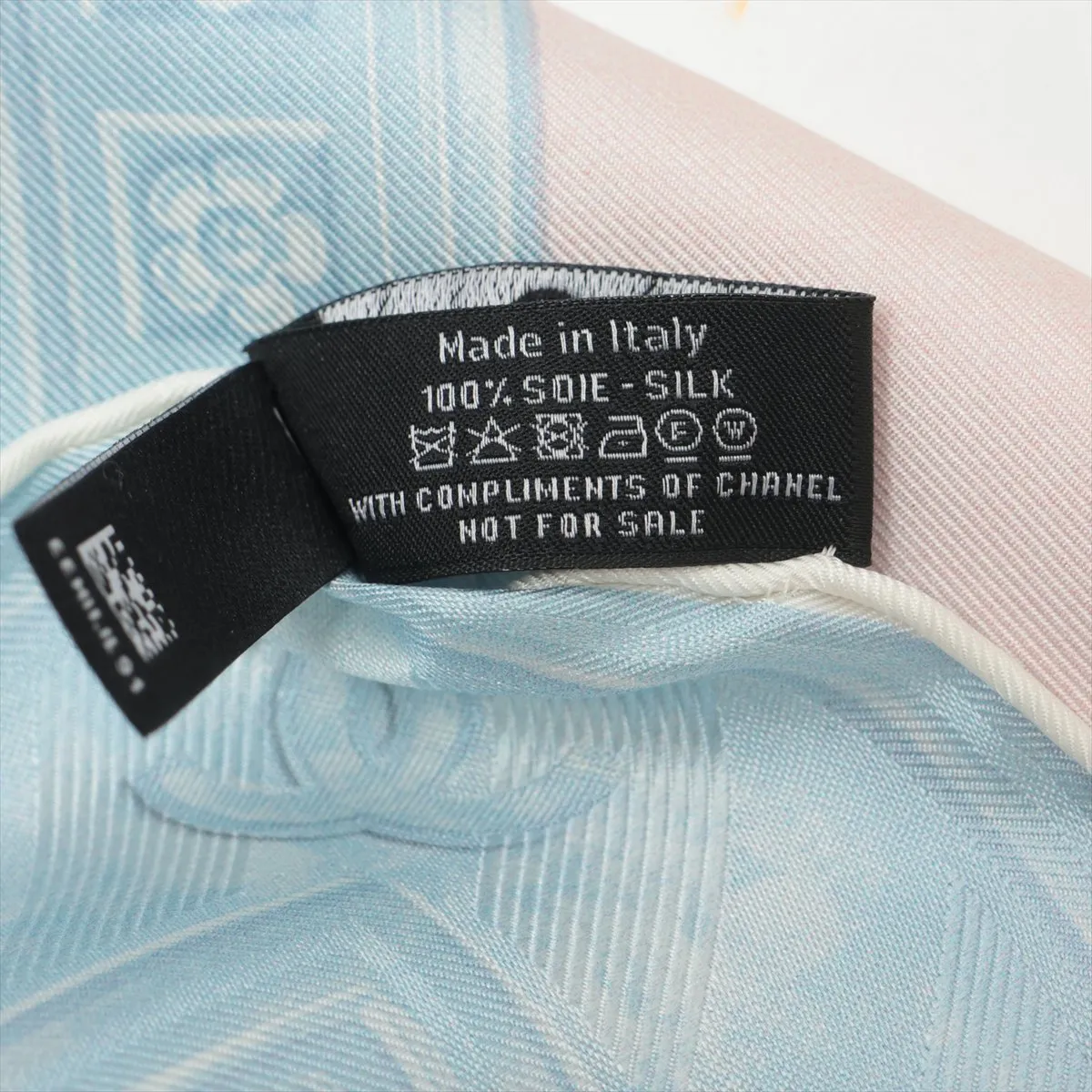 Coco Mark Scarf, Silk, Blue x Pink, Scratches — view 7