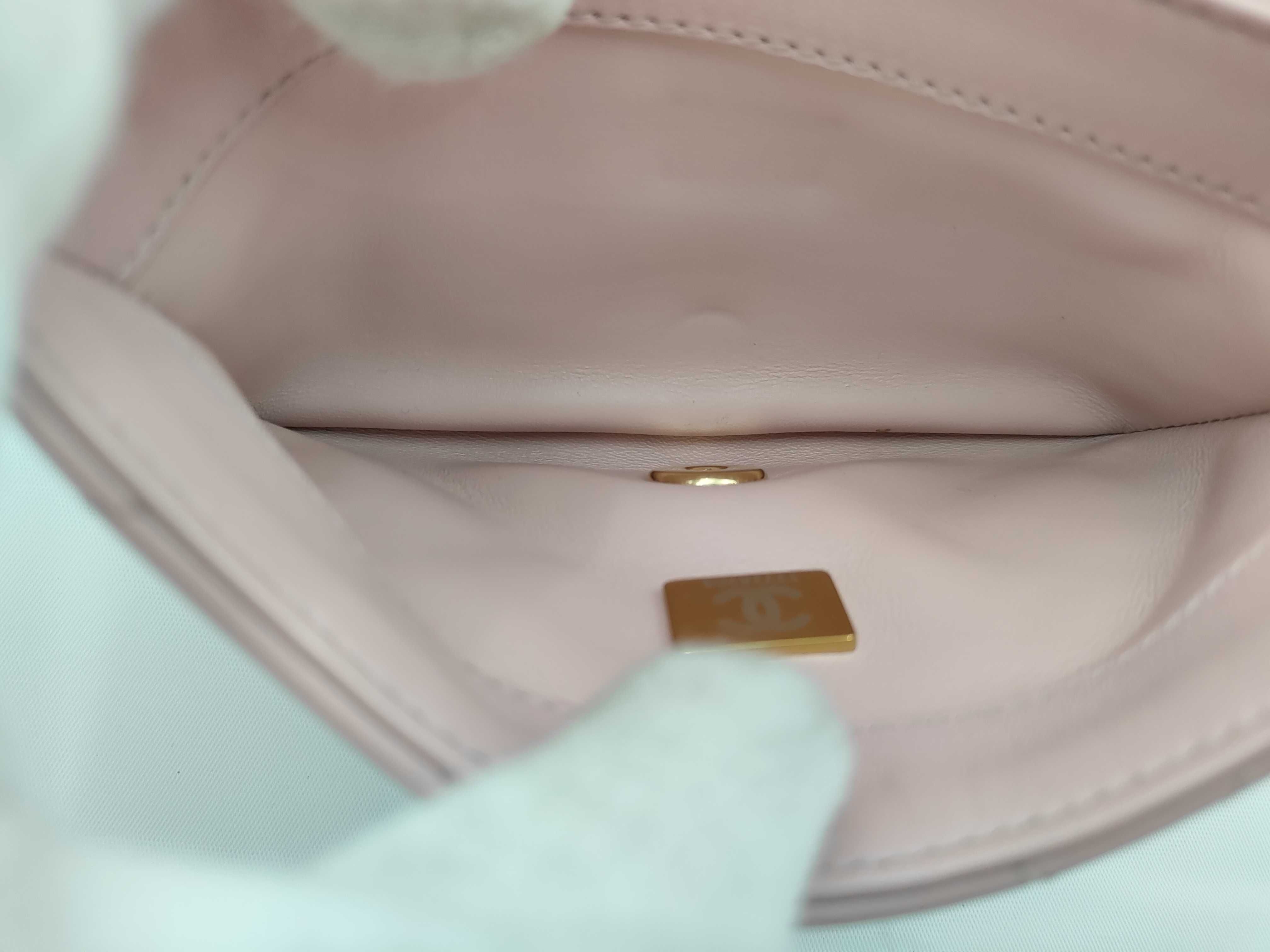 Mini Matelassé Lambskin Pink Chain Shoulder Bag — view 10