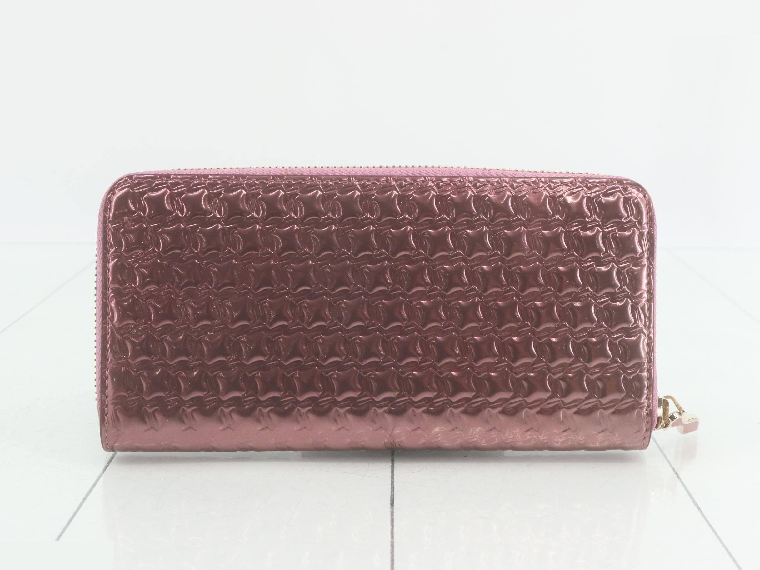 Long wallet, round zip, patent leather, pink gold — view 2