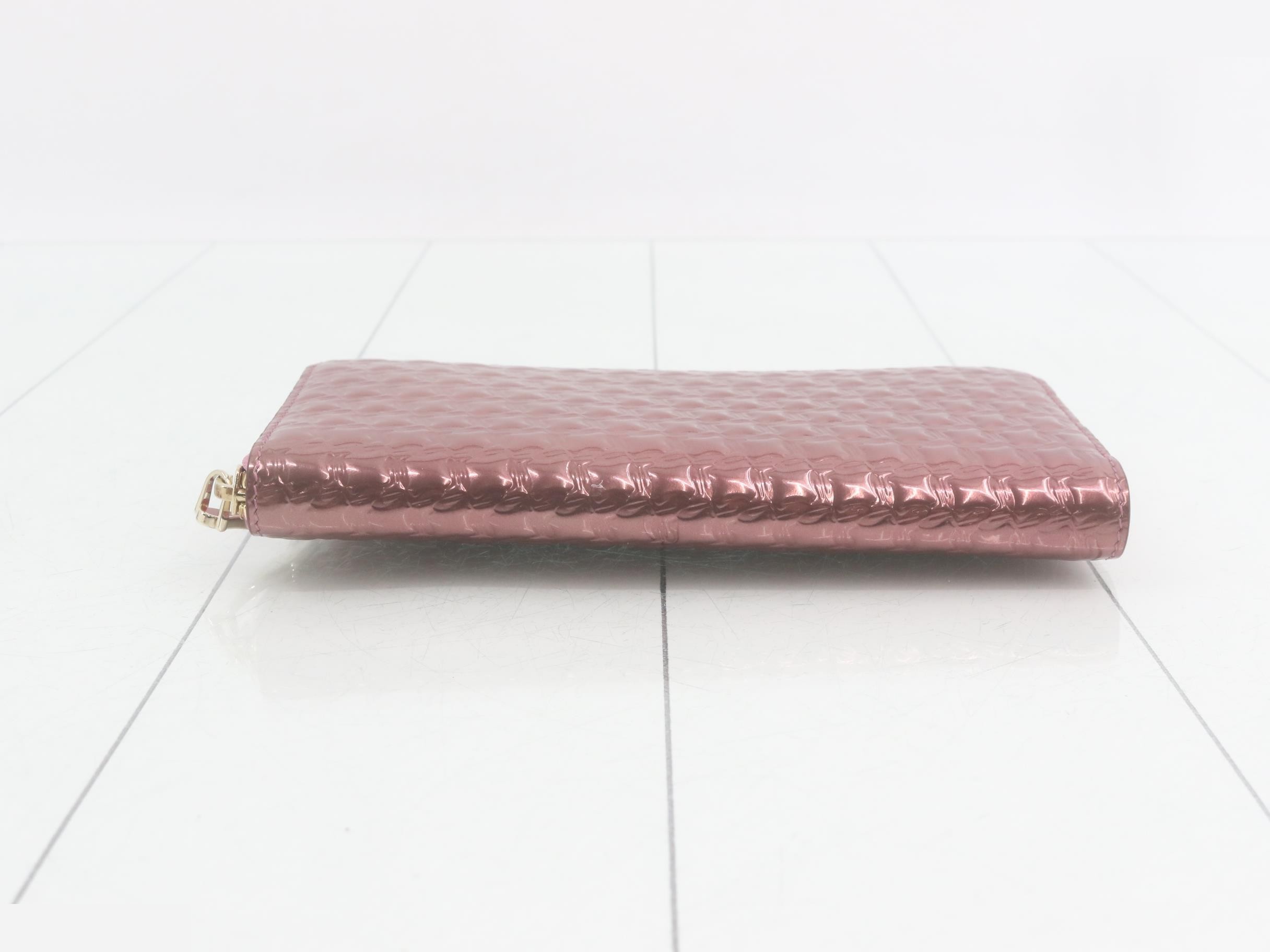 Long wallet, round zip, patent leather, pink gold — view 3