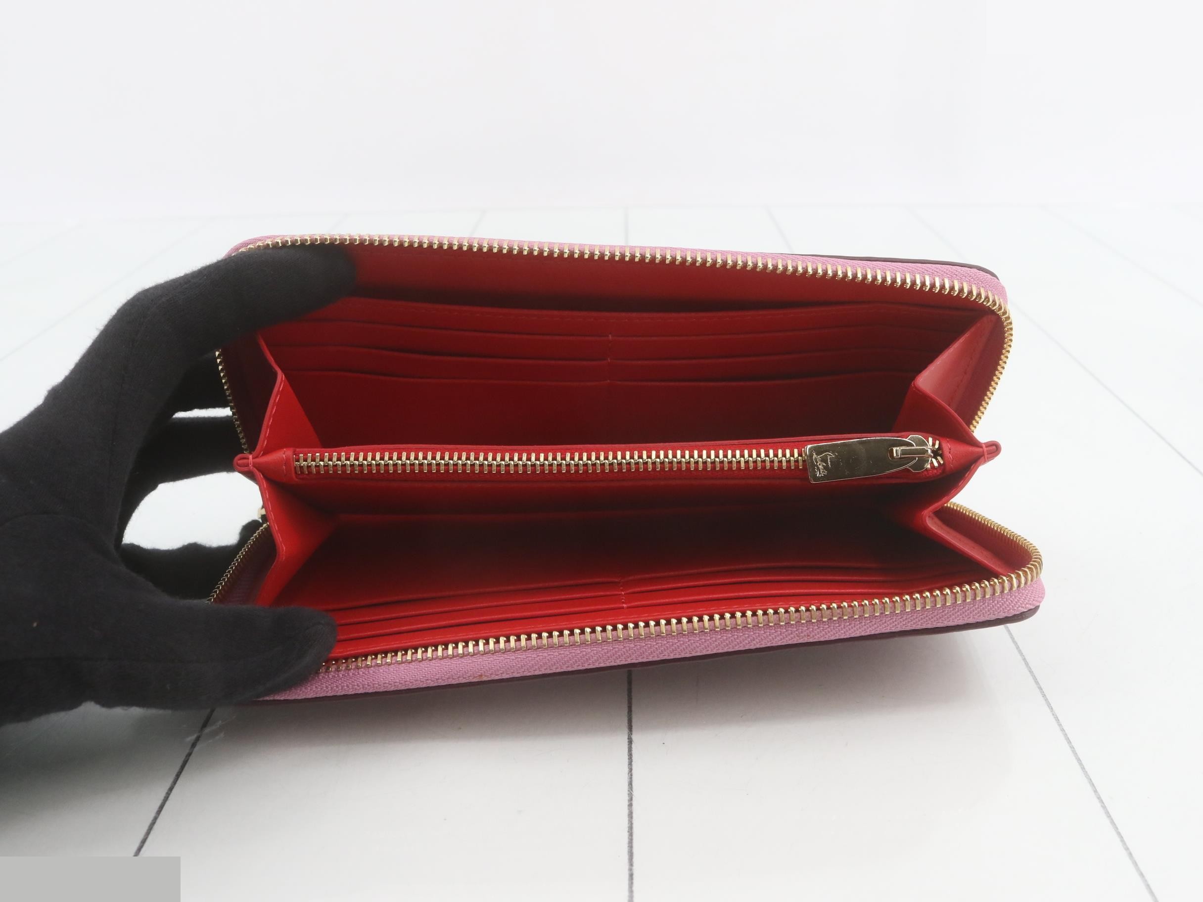 Long wallet, round zip, patent leather, pink gold — view 4