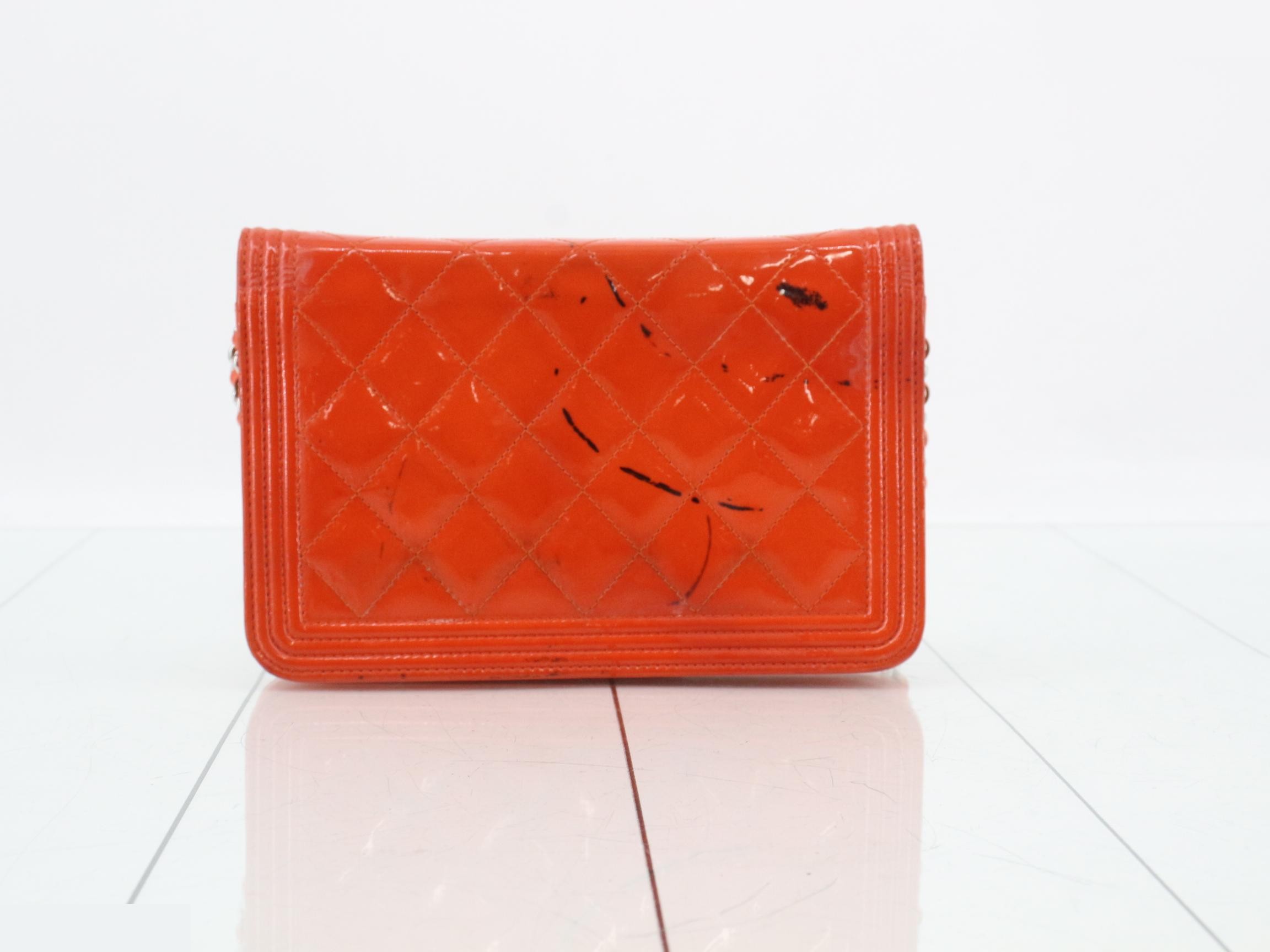 Patent leather Boy Chanel chain wallet — view 2