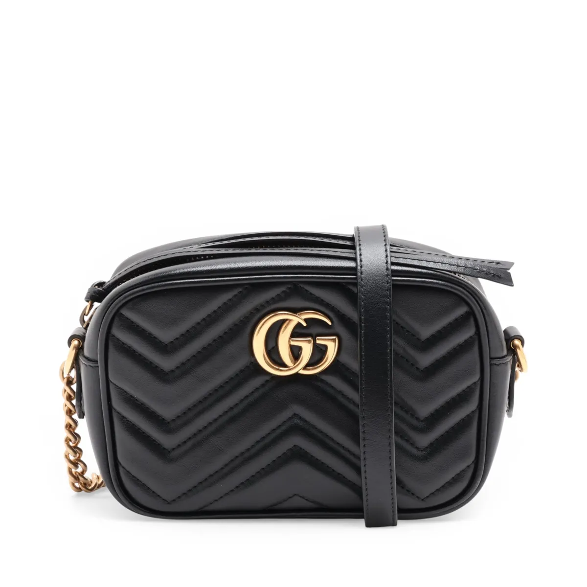 GG Marmont Leather Chain Shoulder Bag, Black, 448065
