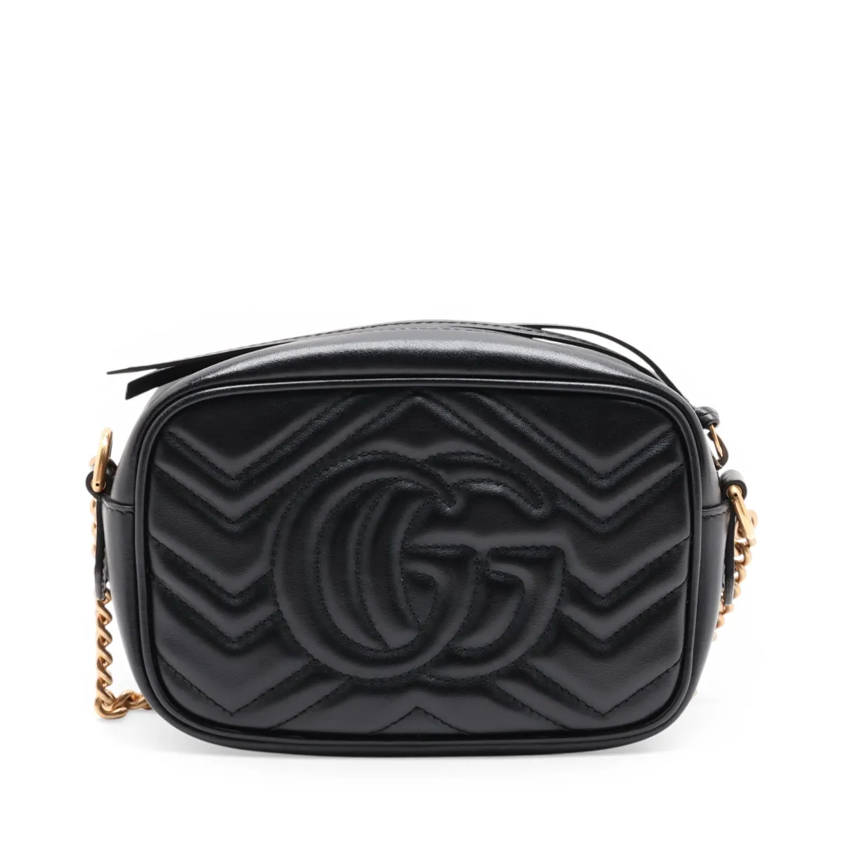 GG Marmont Leather Chain Shoulder Bag, Black, 448065 — view 2
