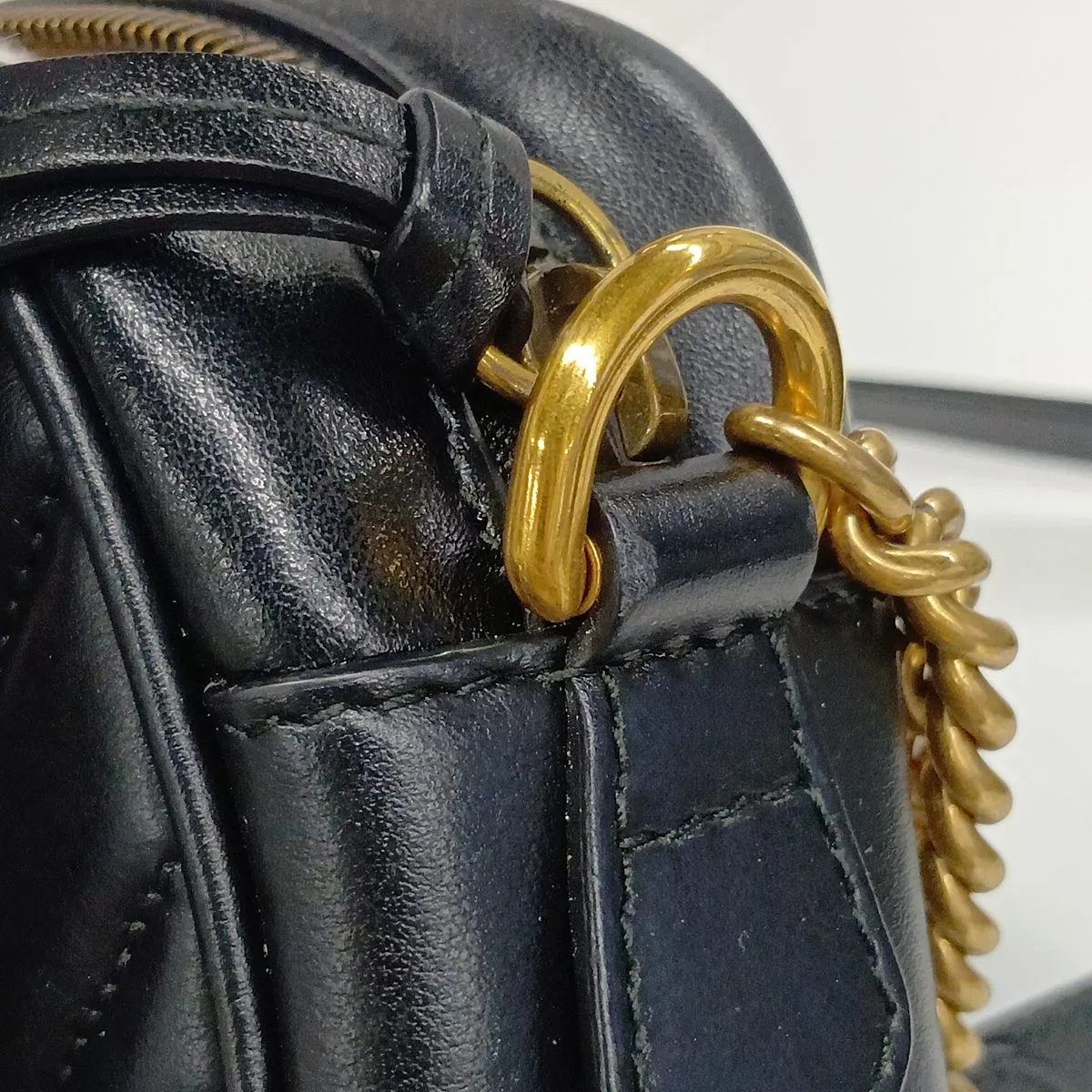 GG Marmont Leather Chain Shoulder Bag, Black, 448065 — view 11