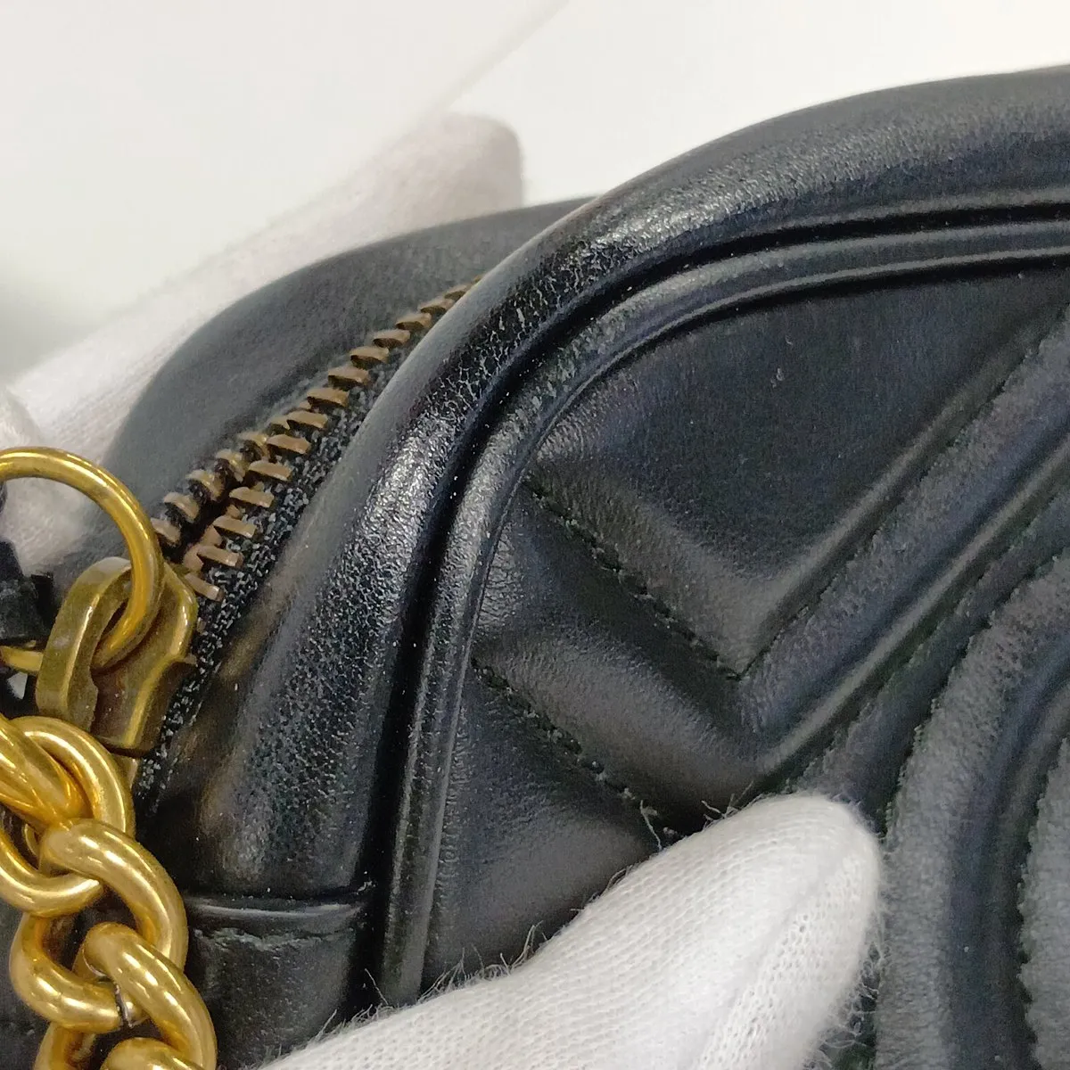 GG Marmont Leather Chain Shoulder Bag, Black, 448065 — view 12