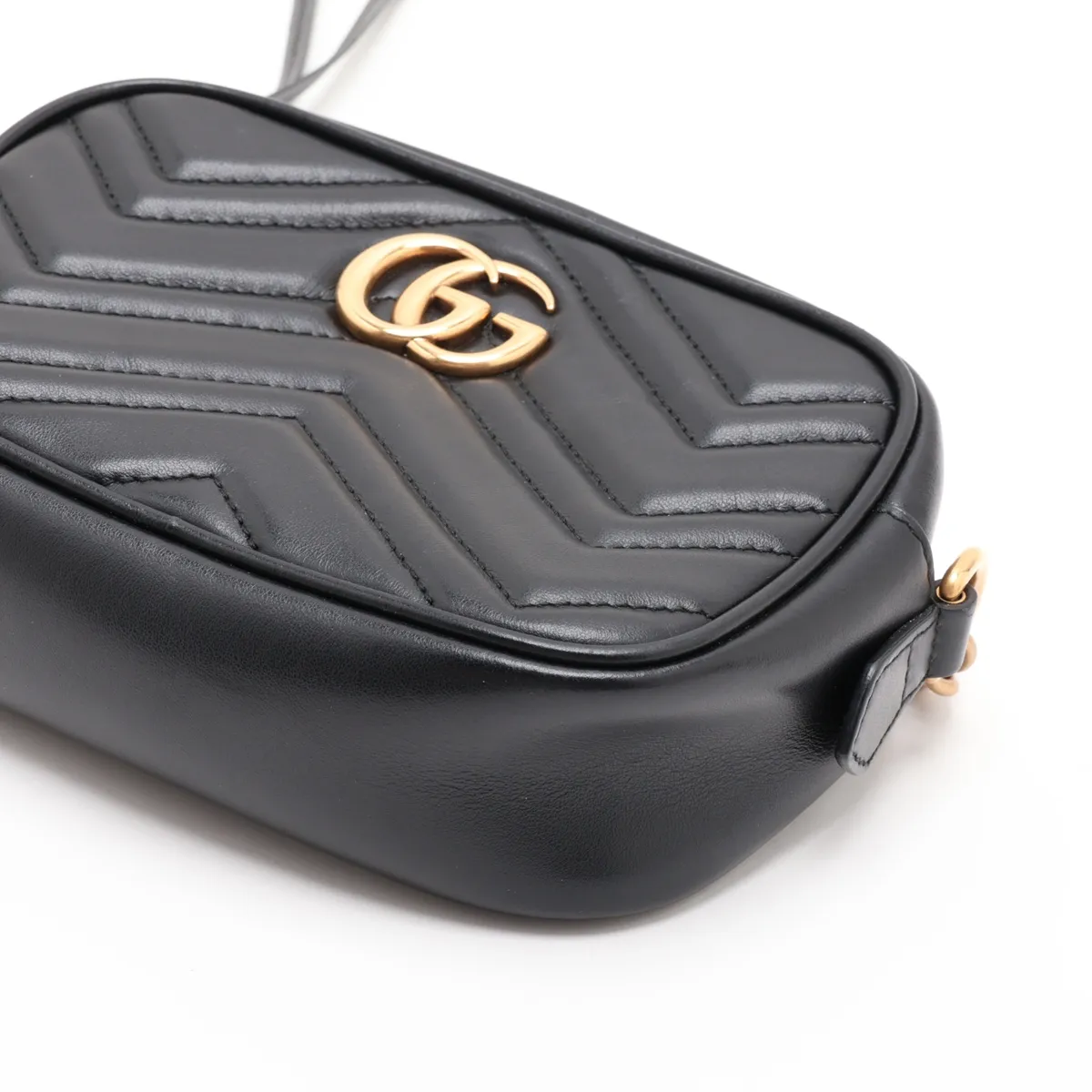 GG Marmont Leather Chain Shoulder Bag, Black, 448065 — view 3