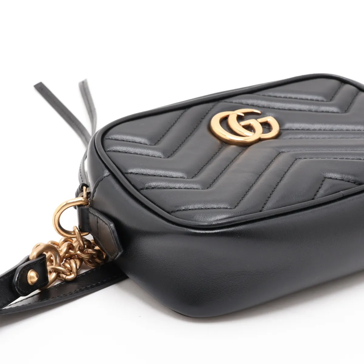 GG Marmont Leather Chain Shoulder Bag, Black, 448065 — view 4