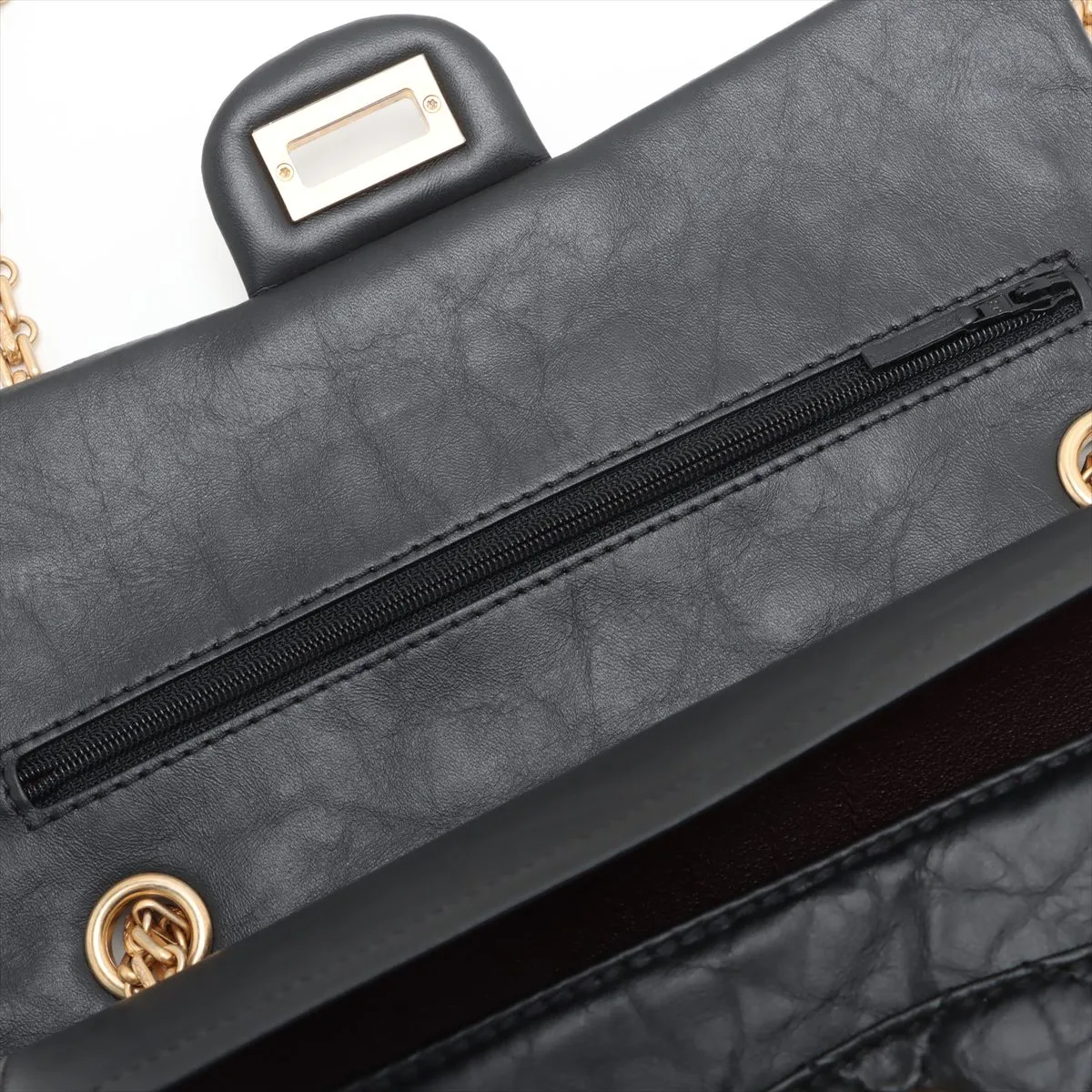 [Individually wrapped] Chanel Matelasse 2.55 Vintage Calf Double Flap Double Chain Bag Icon Black Gold Hardware 25528727 25th Series — view 11