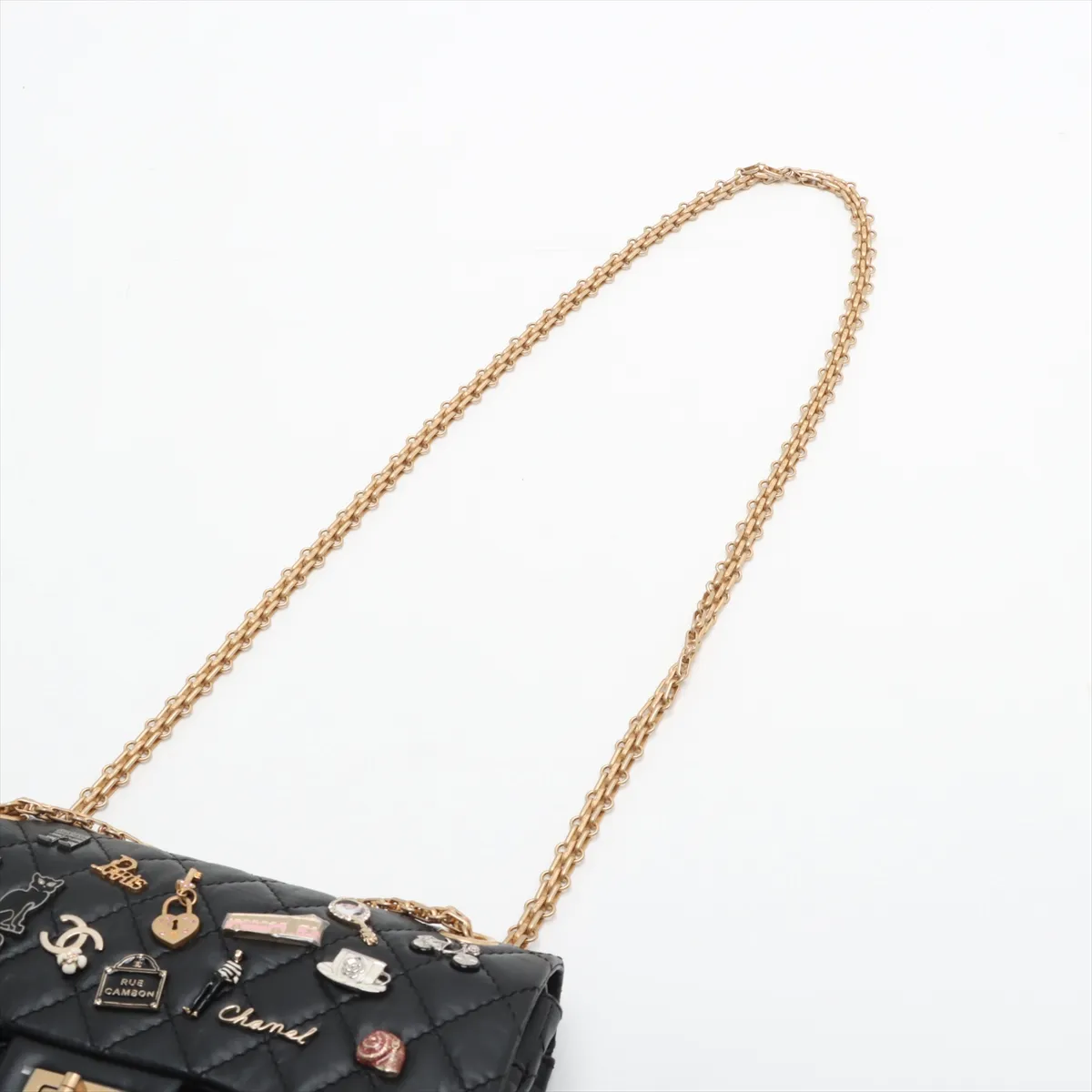 [Individually wrapped] Chanel Matelasse 2.55 Vintage Calf Double Flap Double Chain Bag Icon Black Gold Hardware 25528727 25th Series — view 5