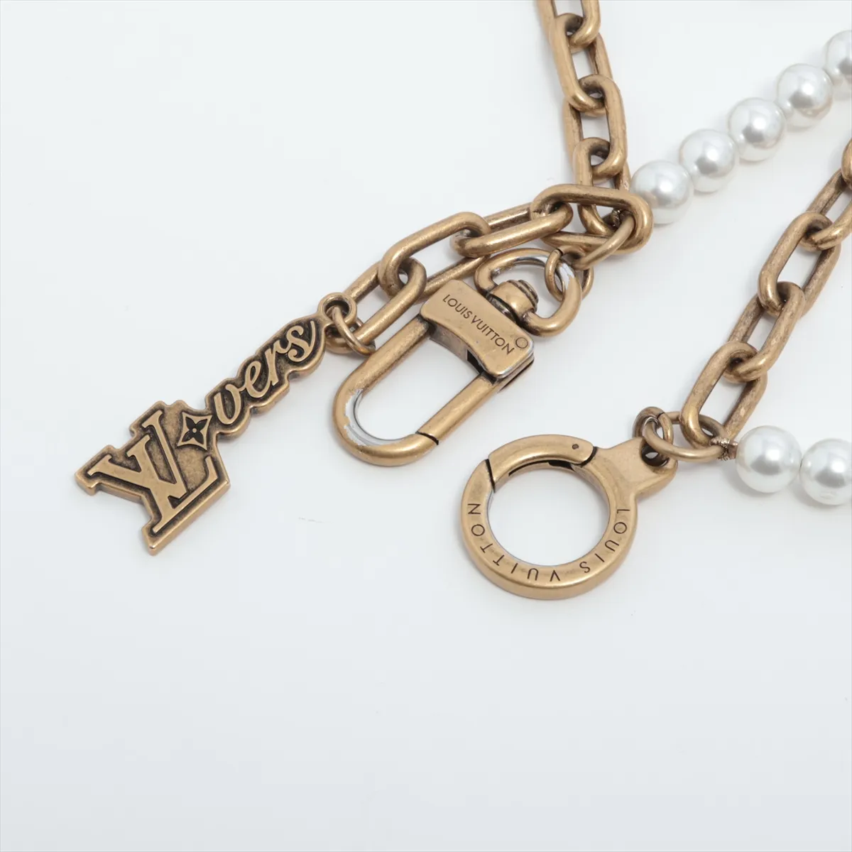 M01689 Bag Charm Chain Belt Pearl AK0274 Charm GP x Fake Pearl Gold — view 2