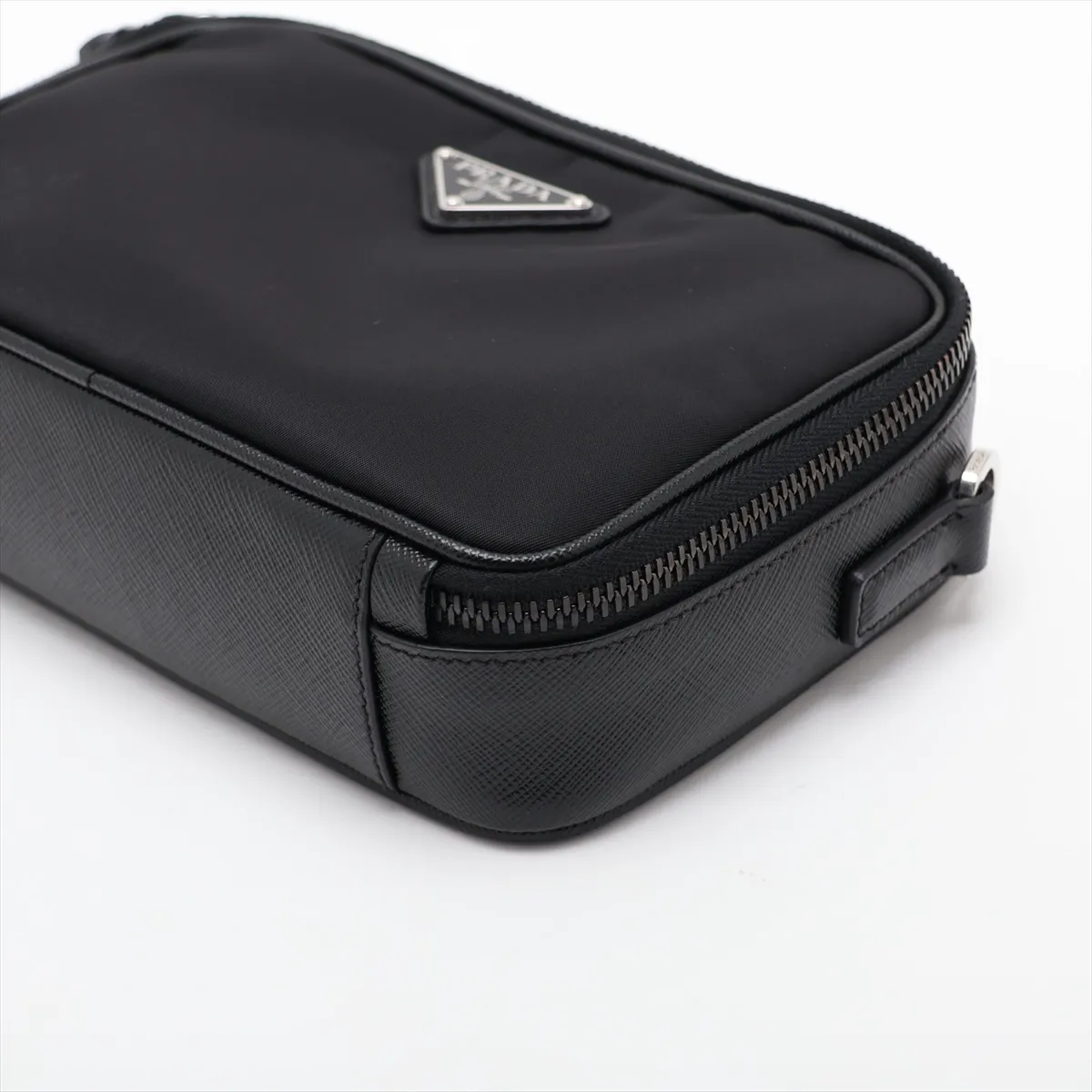 Tessuto Nylon x Leather Shoulder Bag, Black — view 3