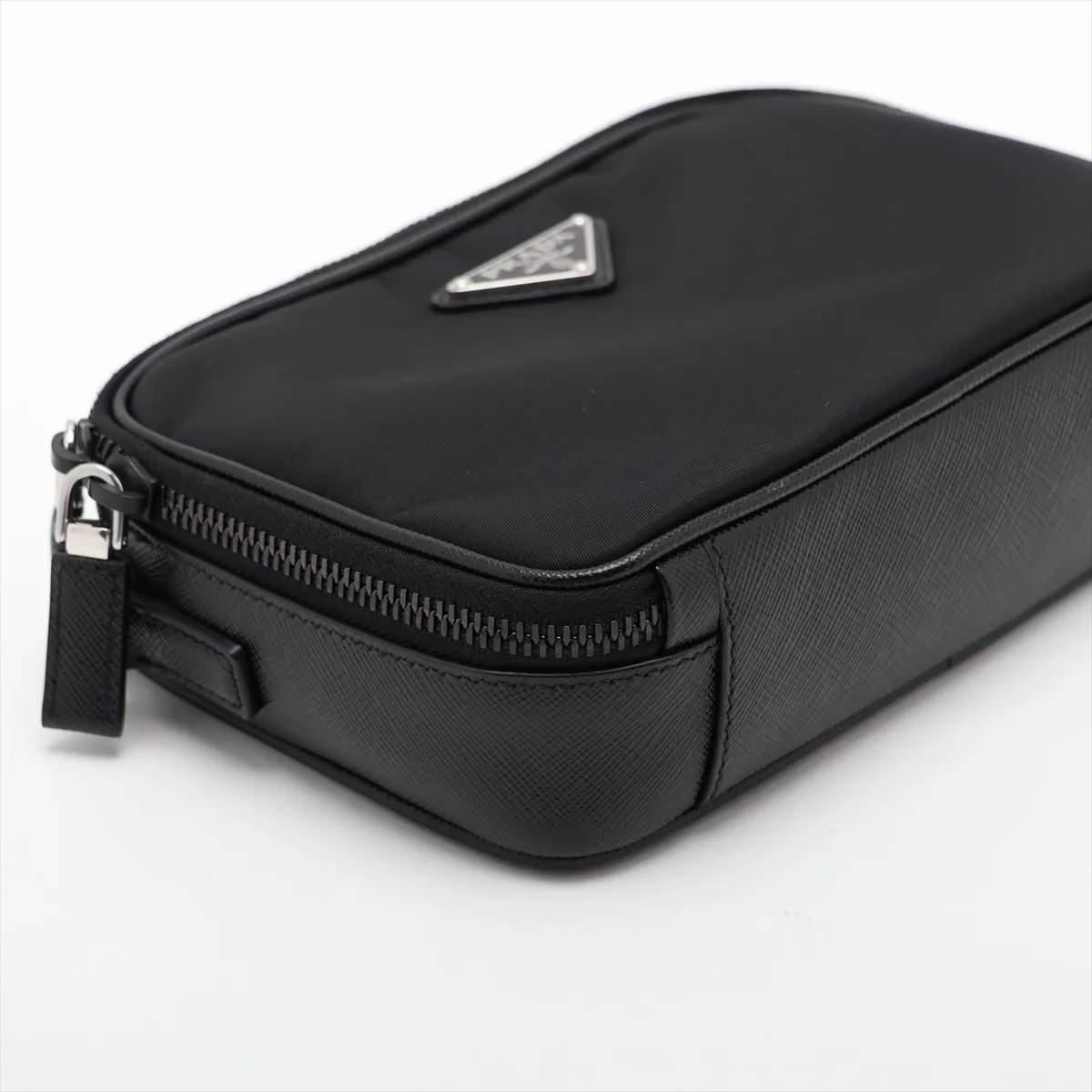 Tessuto Nylon x Leather Shoulder Bag, Black — view 4