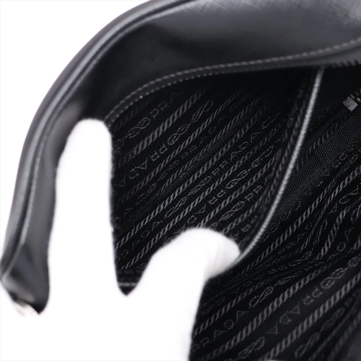 Tessuto Nylon x Leather Shoulder Bag, Black — view 7