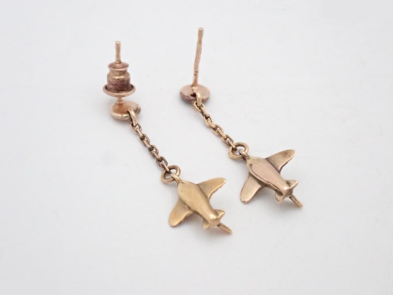 Triomphe airplane motif swing earrings, 925 stamped, 2.9g — view 2
