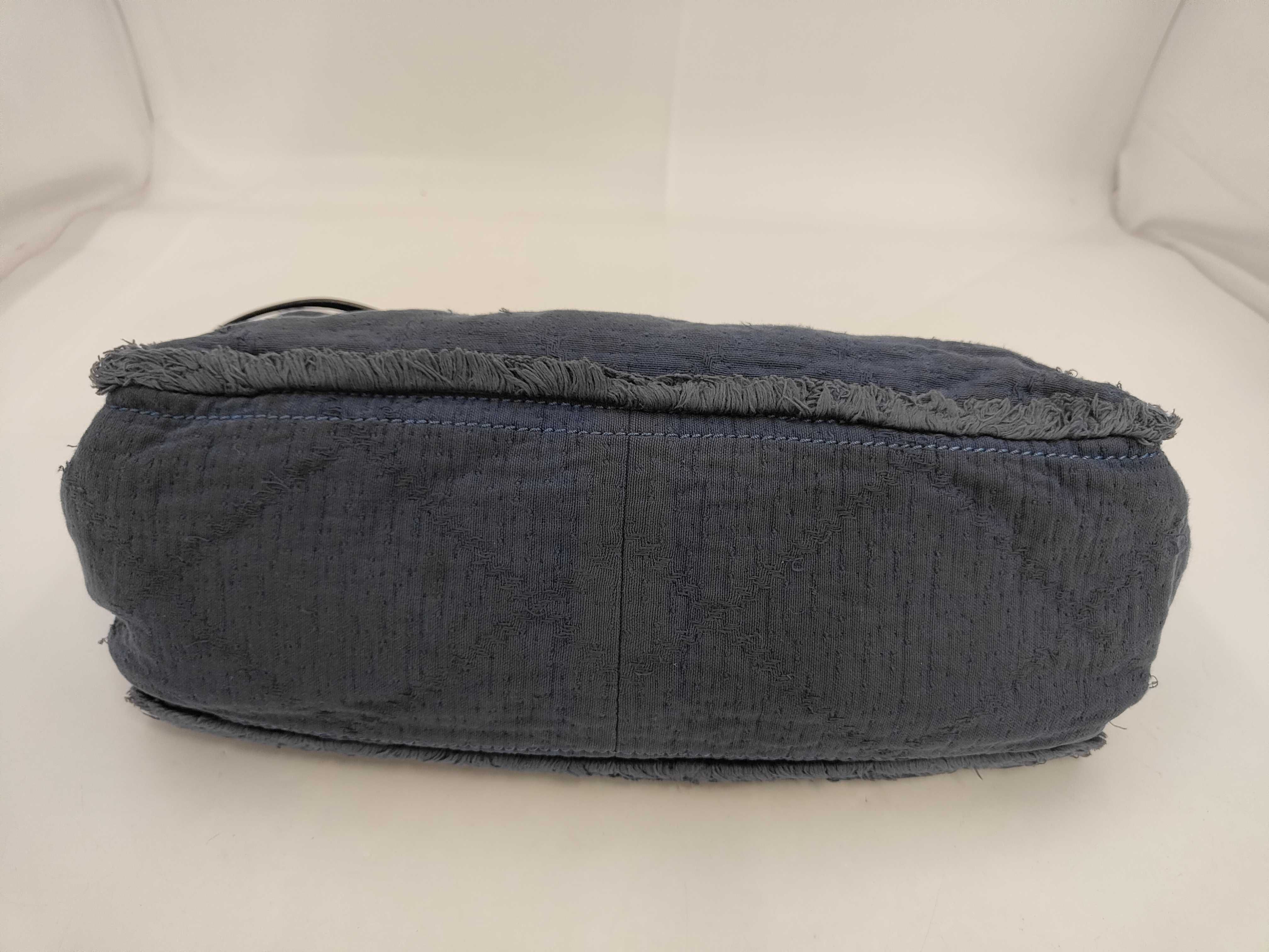 2-way Coco Mark Cotton Chain Tote Bag, Navy — view 3