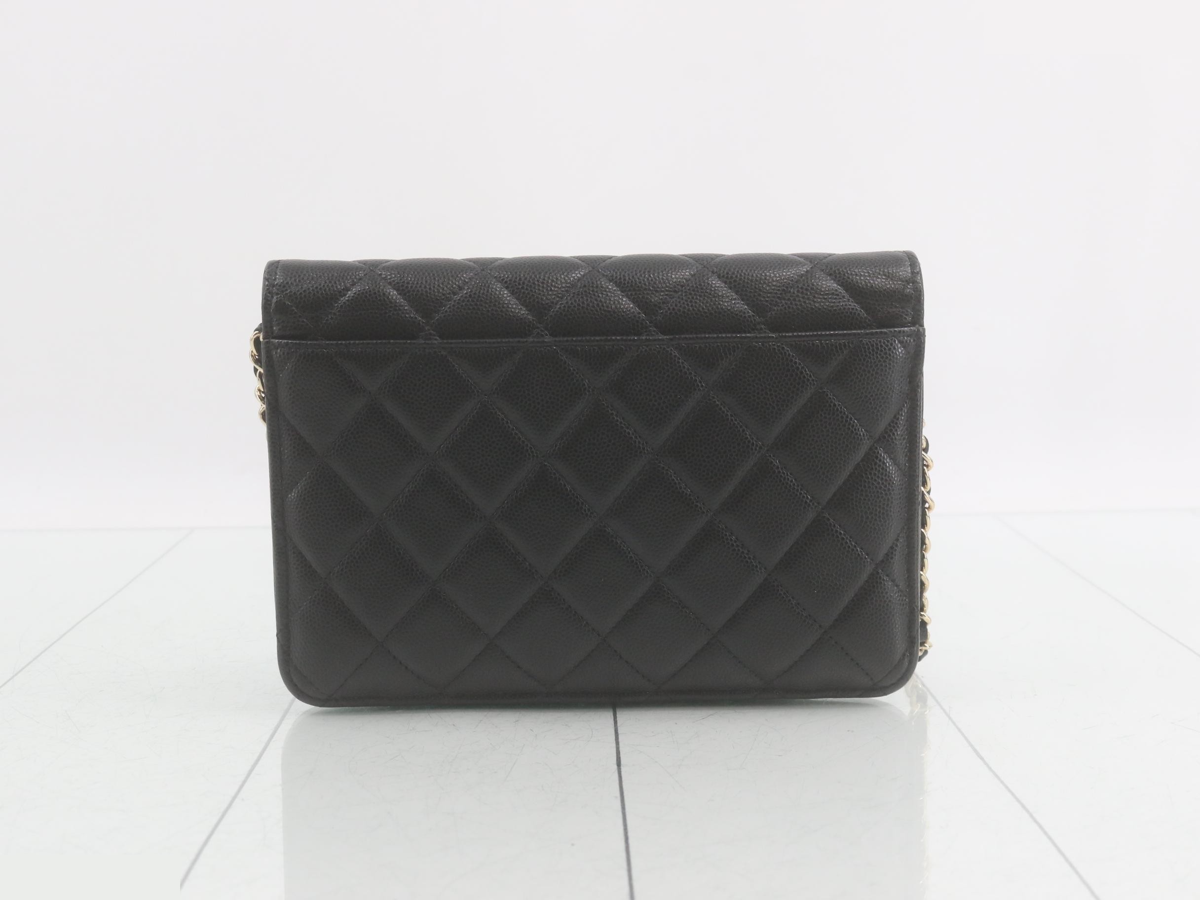 Caviar Chain Wallet, Black — view 2